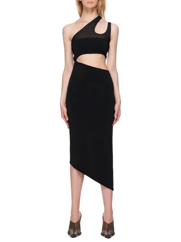 Asymmetric Knit Cut-Out Dress (2R012981092-BLACK) sold by lorenzo