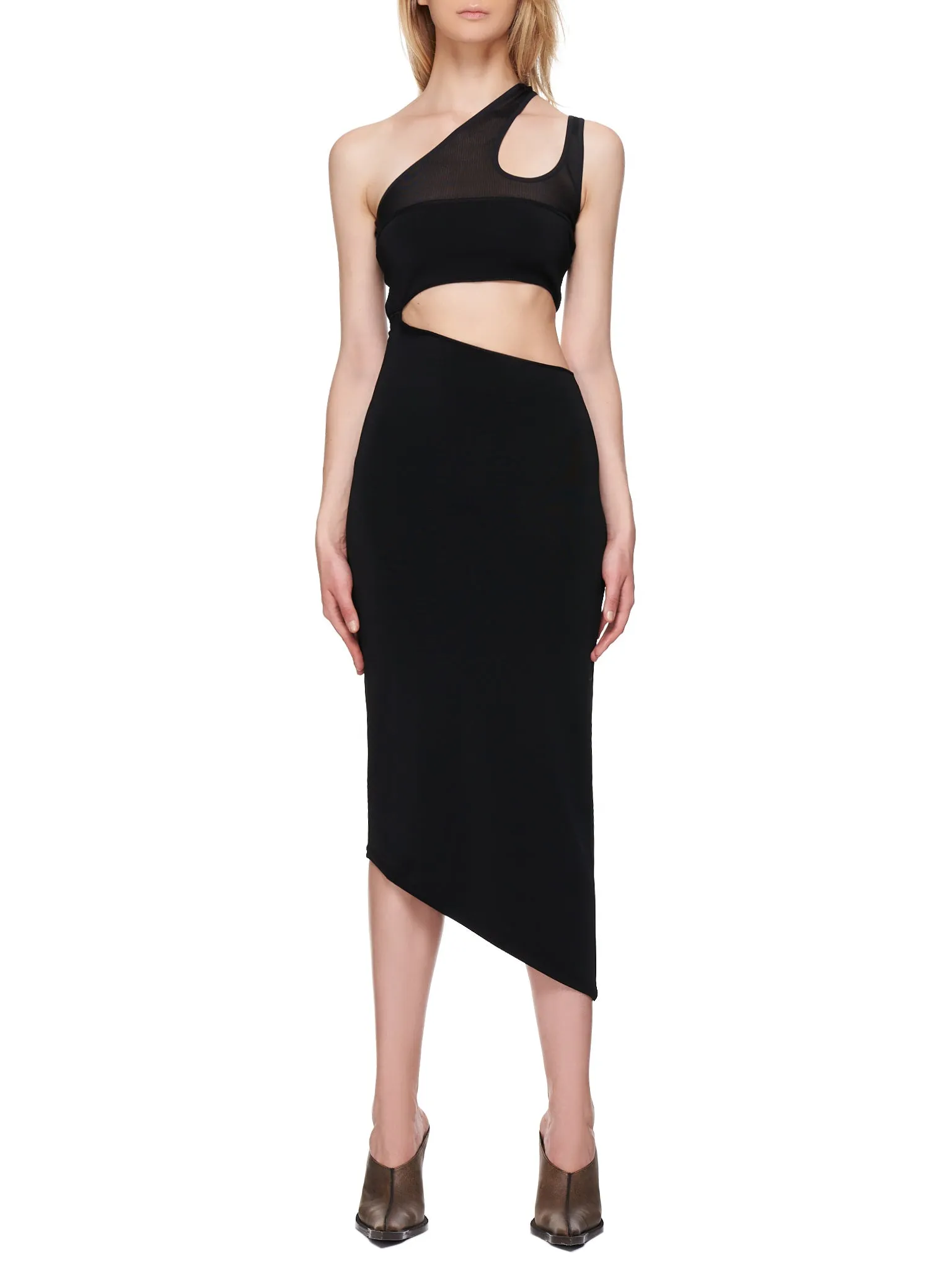 Asymmetric Knit Cut-Out Dress (2R012981092-BLACK) sold by lorenzo