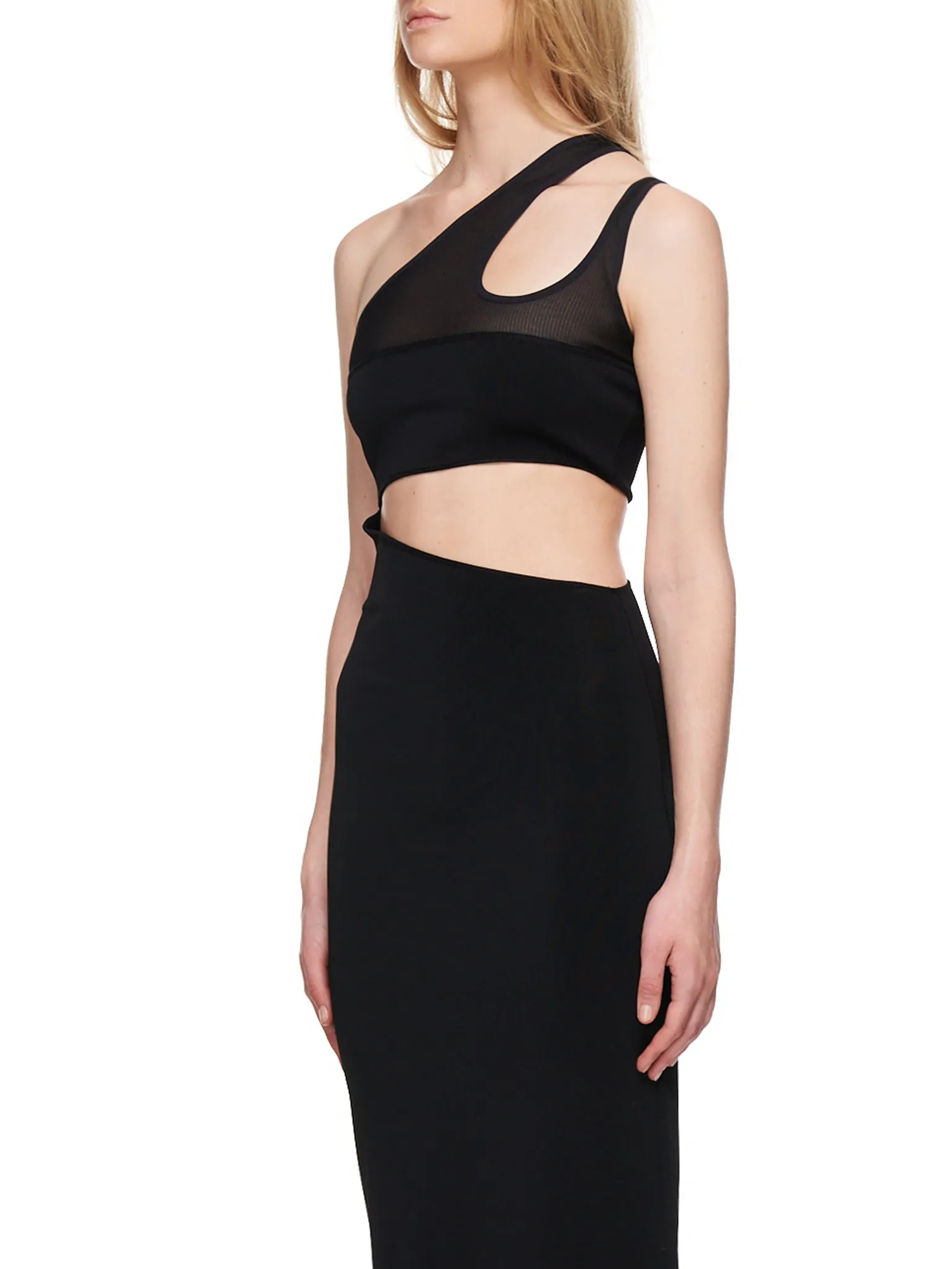 Asymmetric Knit Cut-Out Dress (2R012981092-BLACK) sold by lorenzo product image thumbnail 4