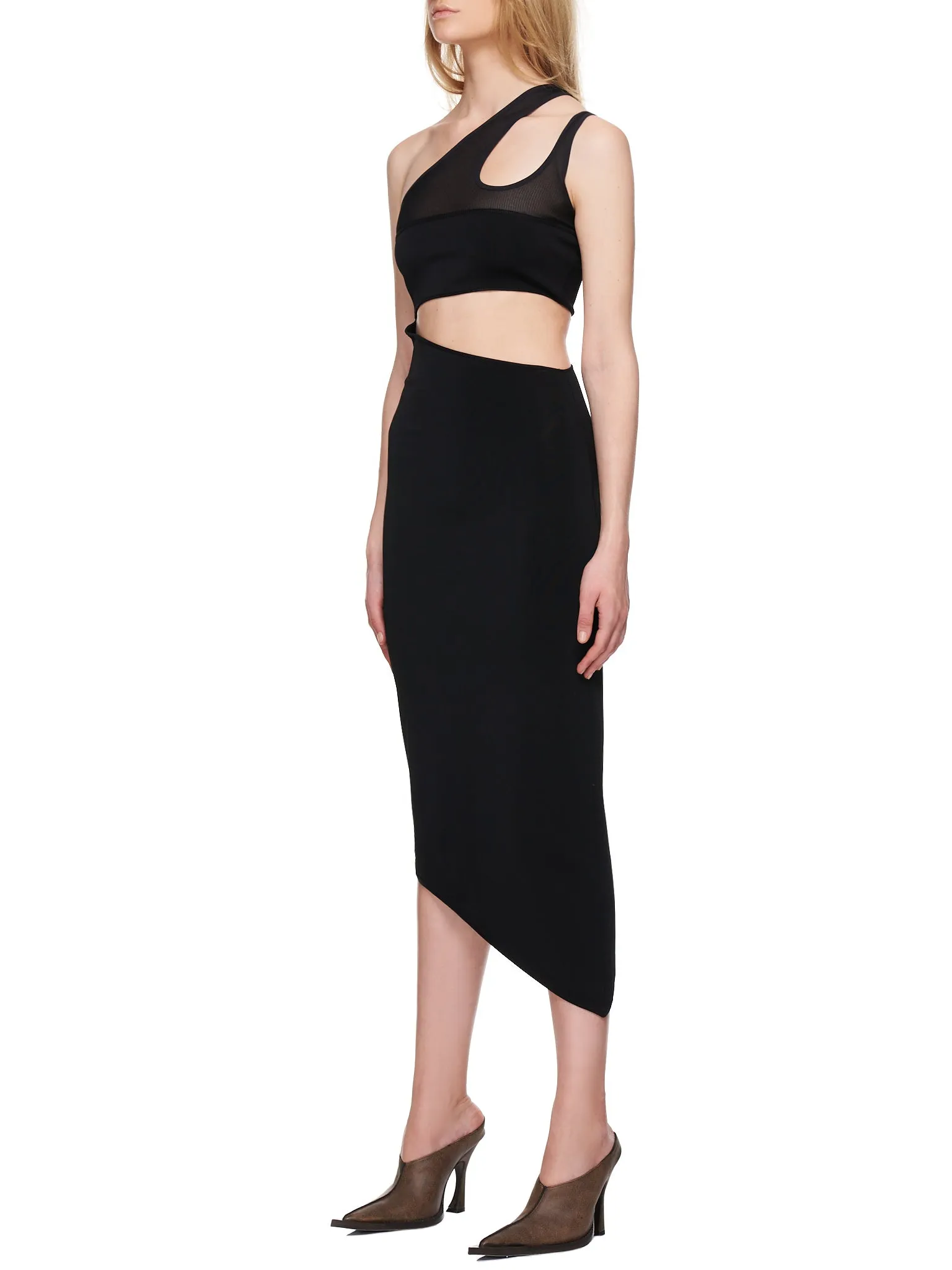 Asymmetric Knit Cut-Out Dress (2R012981092-BLACK) sold by lorenzo product image thumbnail 2