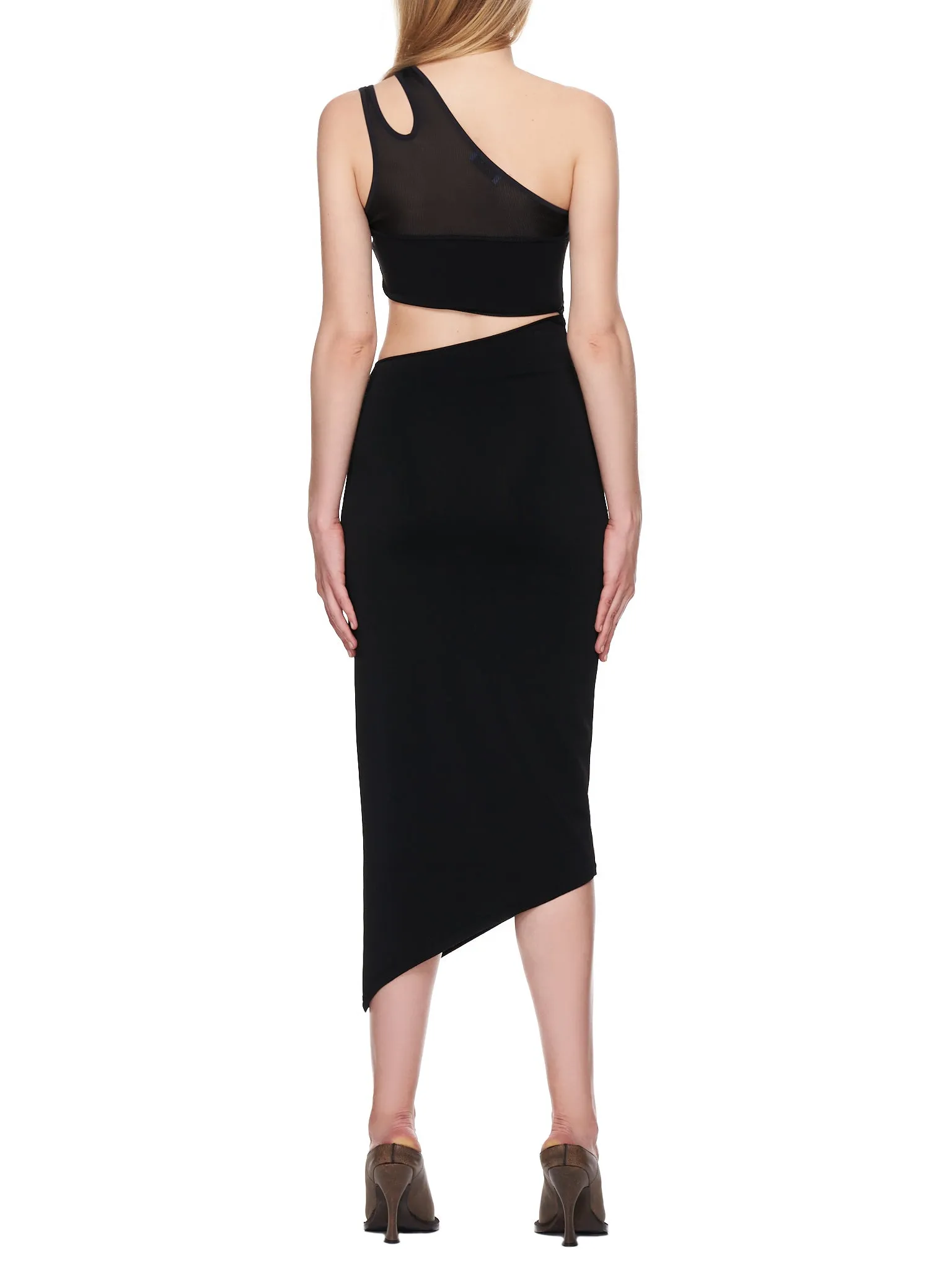Asymmetric Knit Cut-Out Dress (2R012981092-BLACK) sold by lorenzo product image thumbnail 3