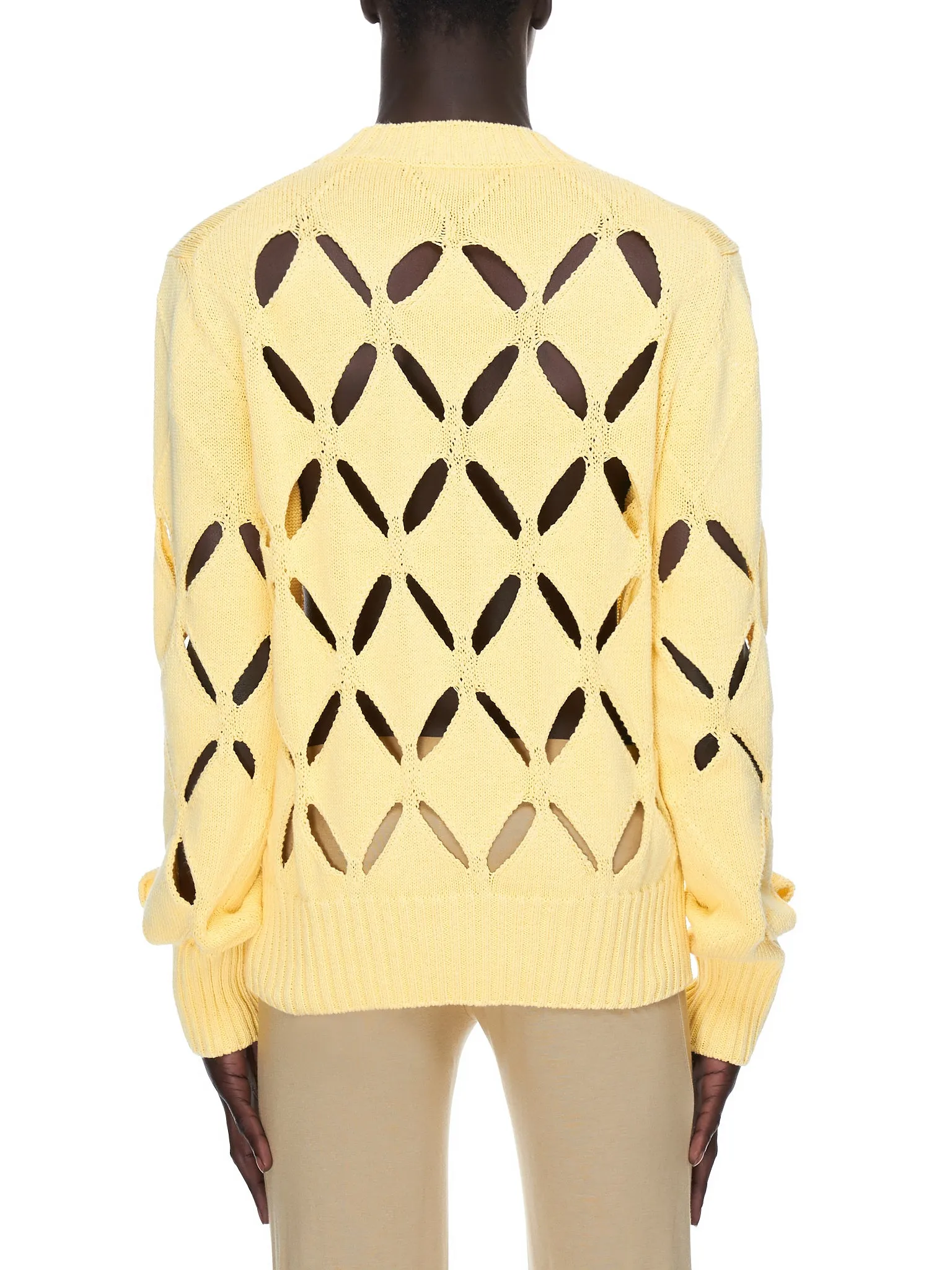 Floral Embroidered Diamond Slashed Jumper (KN04-YELLOW) sold by lorenzo product image thumbnail 3