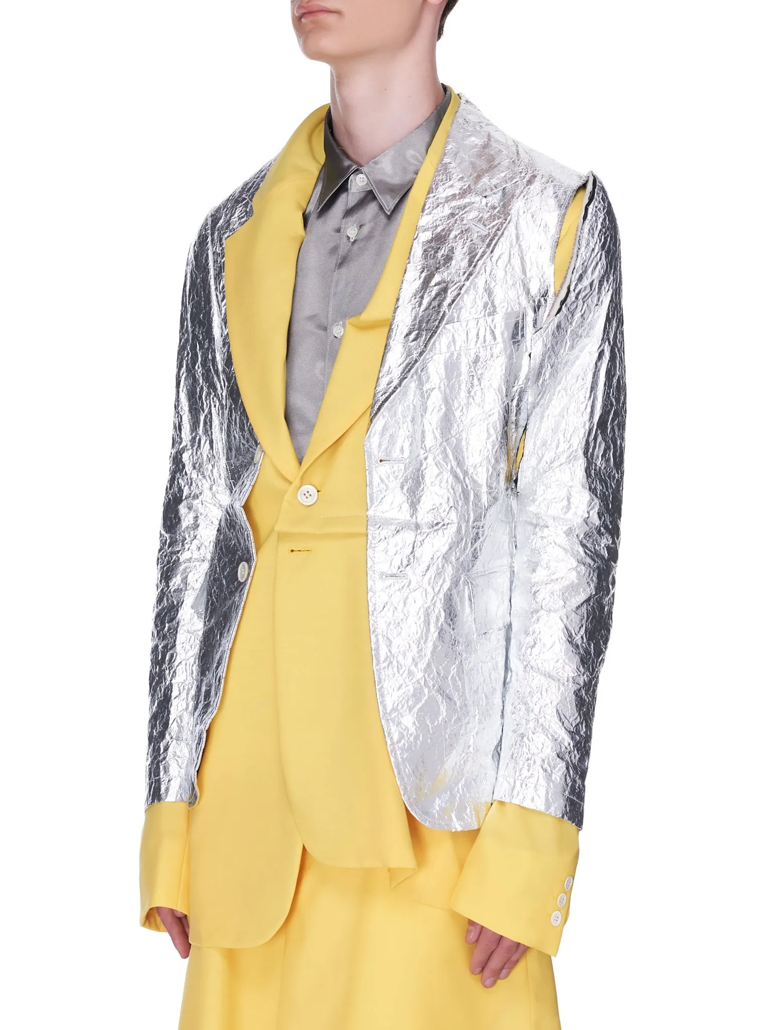 Chrome/Yellow Double Layer Blazer (PG-J009-051-YELLOW-SILVER) sold by lorenzo product image thumbnail 2