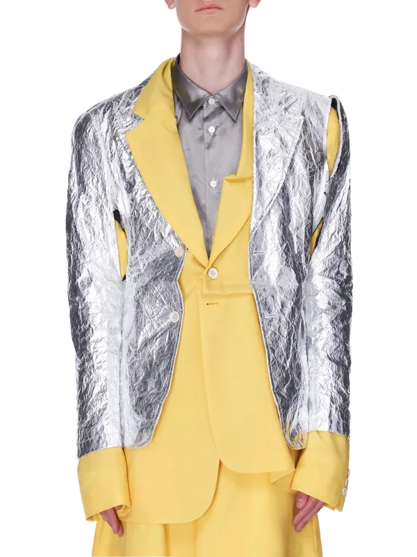 Chrome/Yellow Double Layer Blazer (PG-J009-051-YELLOW-SILVER) sold by lorenzo