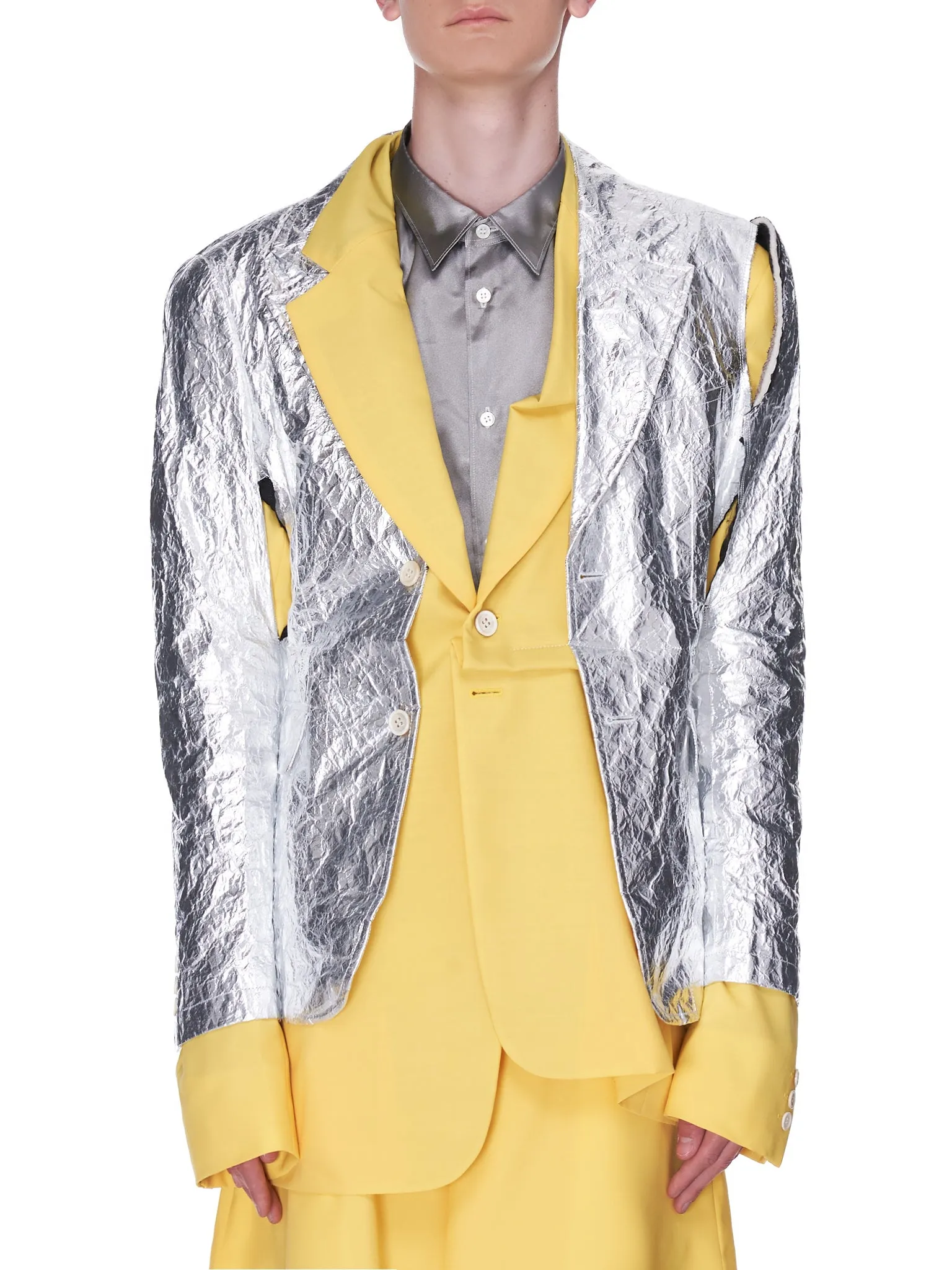 Chrome/Yellow Double Layer Blazer (PG-J009-051-YELLOW-SILVER) sold by lorenzo