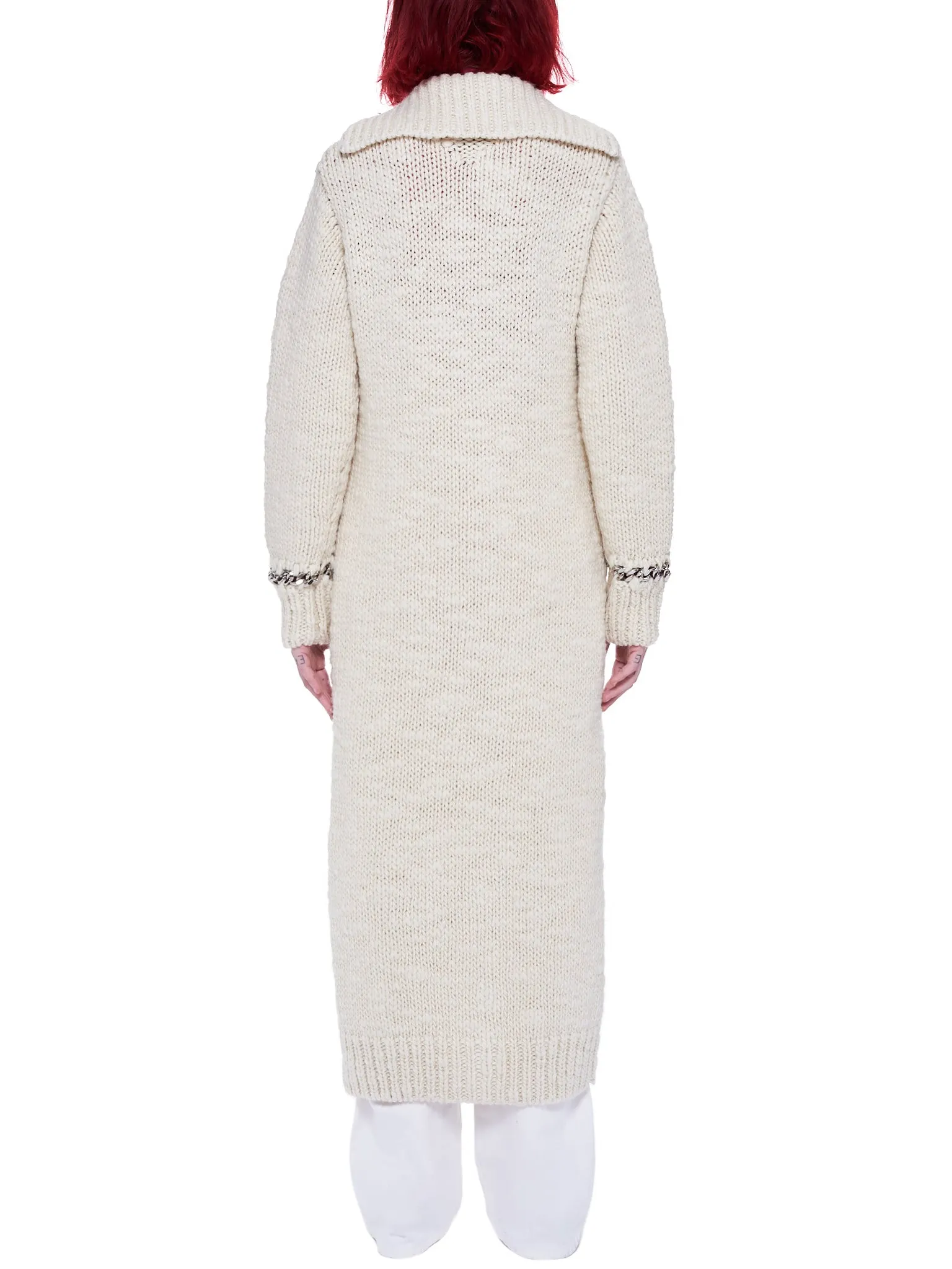 Elongated Knitted Cardigan (642899V07P0-9609-ECRU) sold by lorenzo product image thumbnail 3