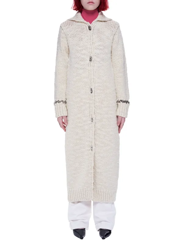 Elongated Knitted Cardigan (642899V07P0-9609-ECRU) sold by lorenzo