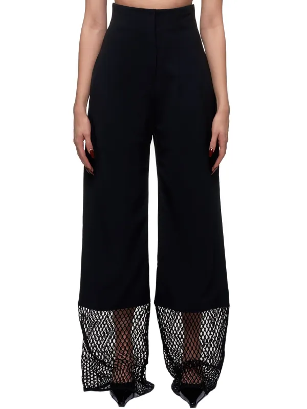 Mesh Hem Trousers (3039-620-BLACK) sold by lorenzo