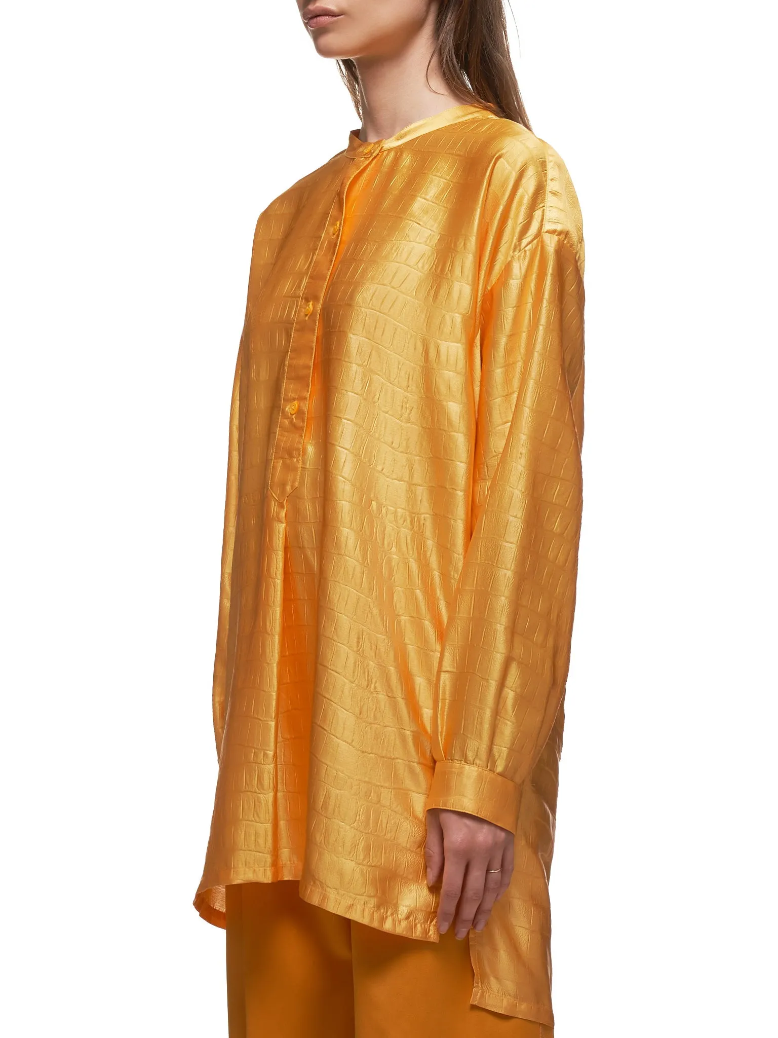 Satin Azra Embossed Tunic Shirt (16IA3108-APRICOT) sold by lorenzo product image thumbnail 2