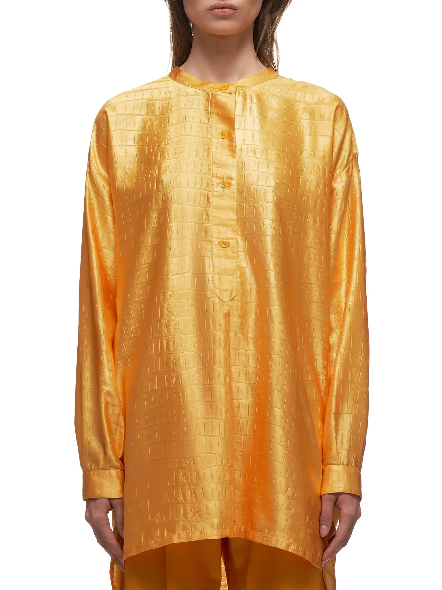 Satin Azra Embossed Tunic Shirt (16IA3108-APRICOT) sold by lorenzo