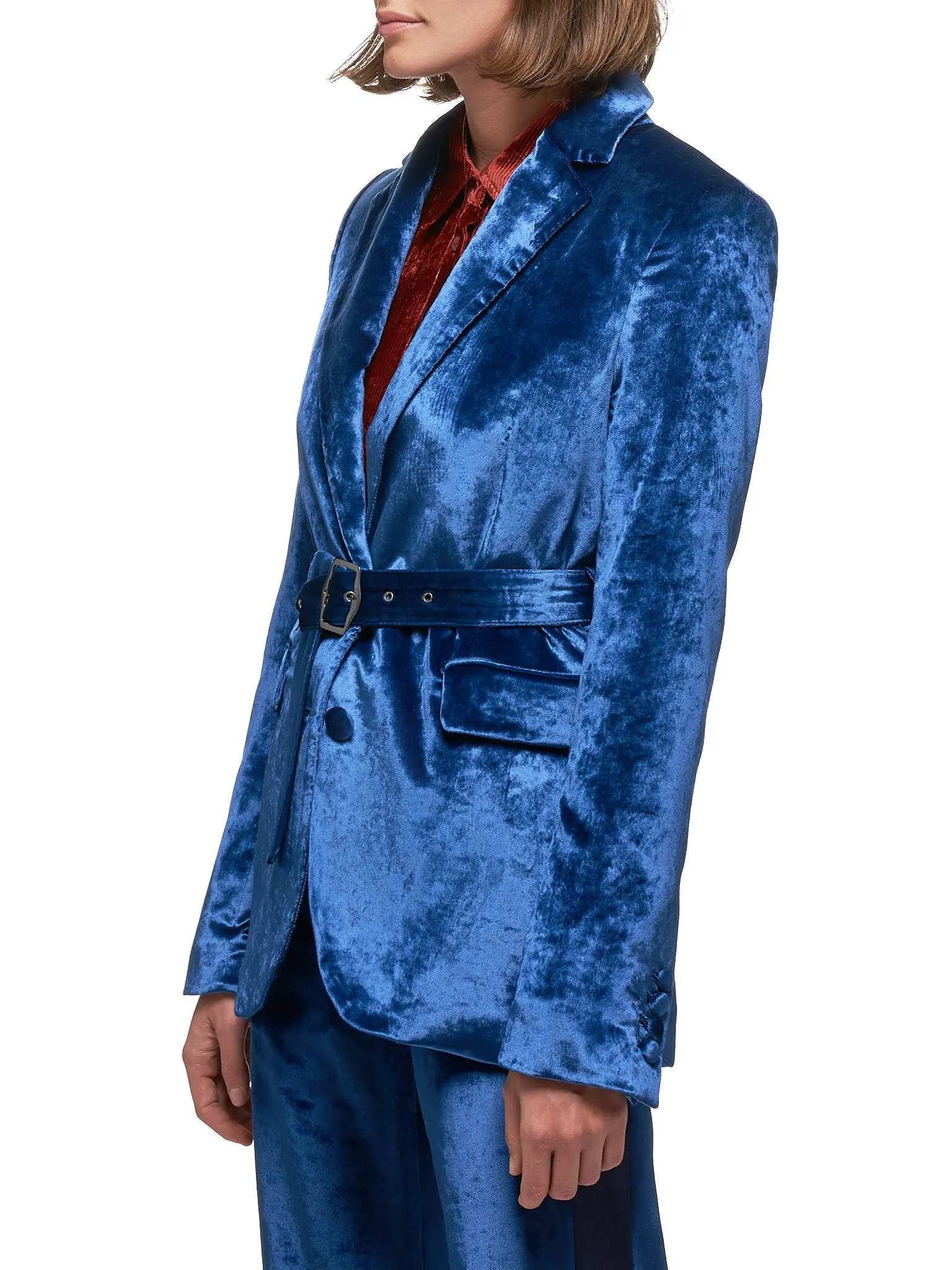 Terry Liquid Velvet Belted Blazer (14VV1002-L31-BLUE) sold by lorenzo product image thumbnail 2