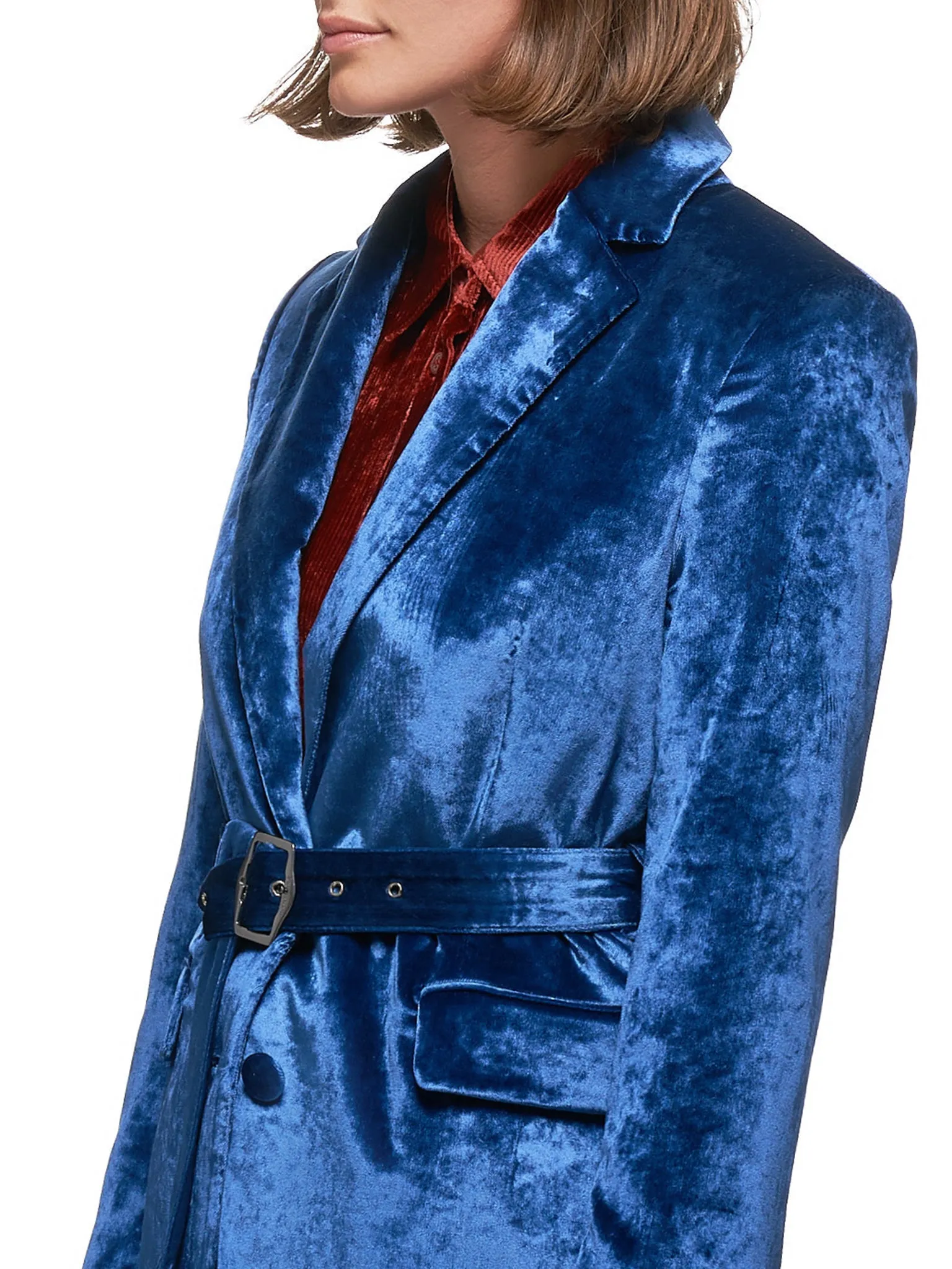 Terry Liquid Velvet Belted Blazer (14VV1002-L31-BLUE) sold by lorenzo product image thumbnail 4