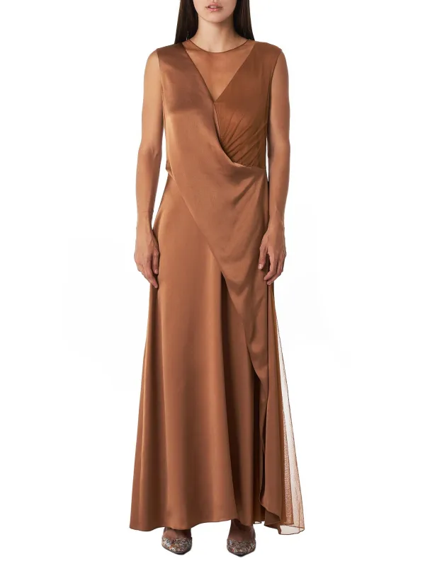‘Leona’ V-neck Tulle Layered Dress (9BS5051-TOFFEE) sold by lorenzo