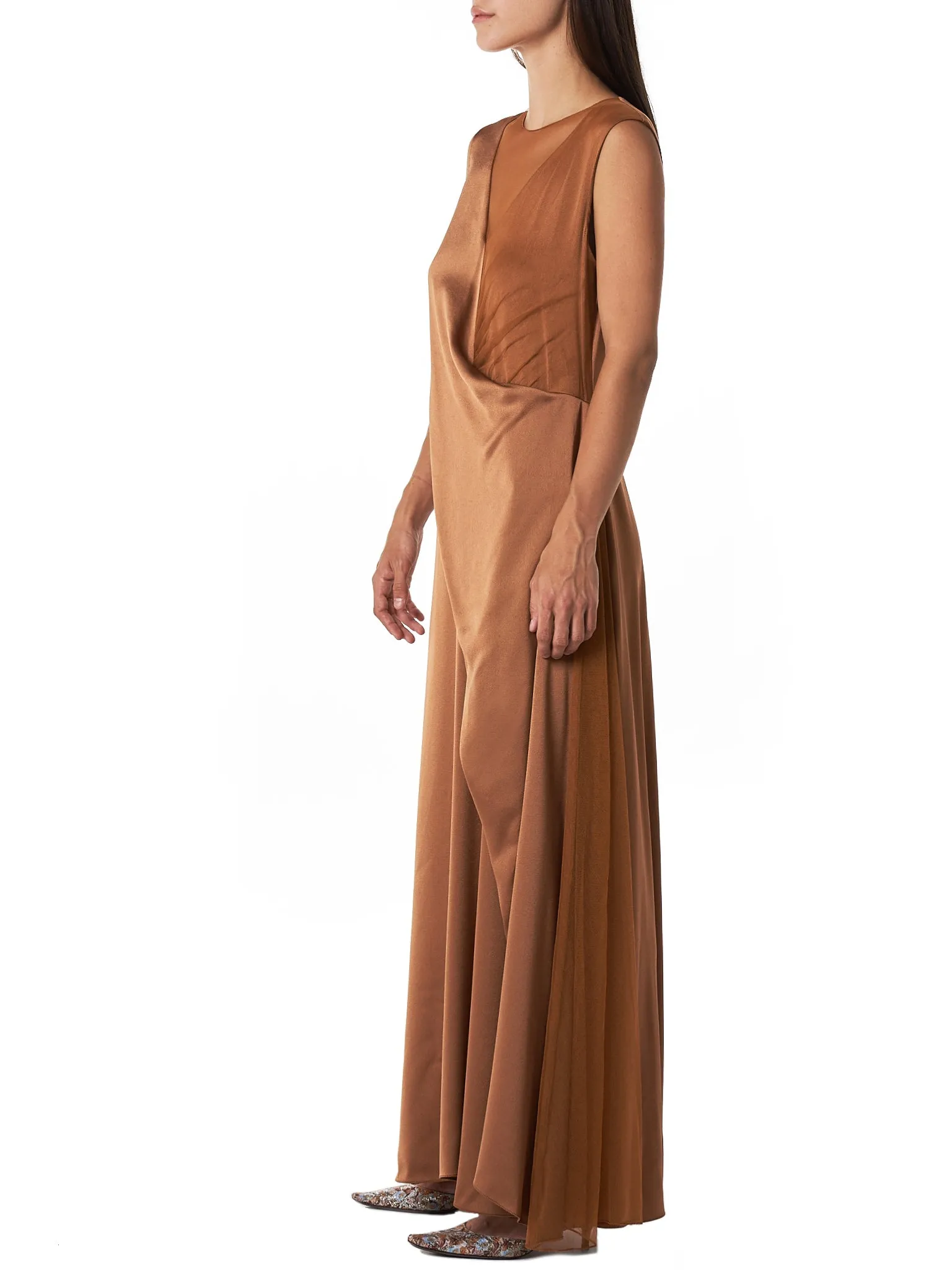 ‘Leona’ V-neck Tulle Layered Dress (9BS5051-TOFFEE) sold by lorenzo product image thumbnail 2