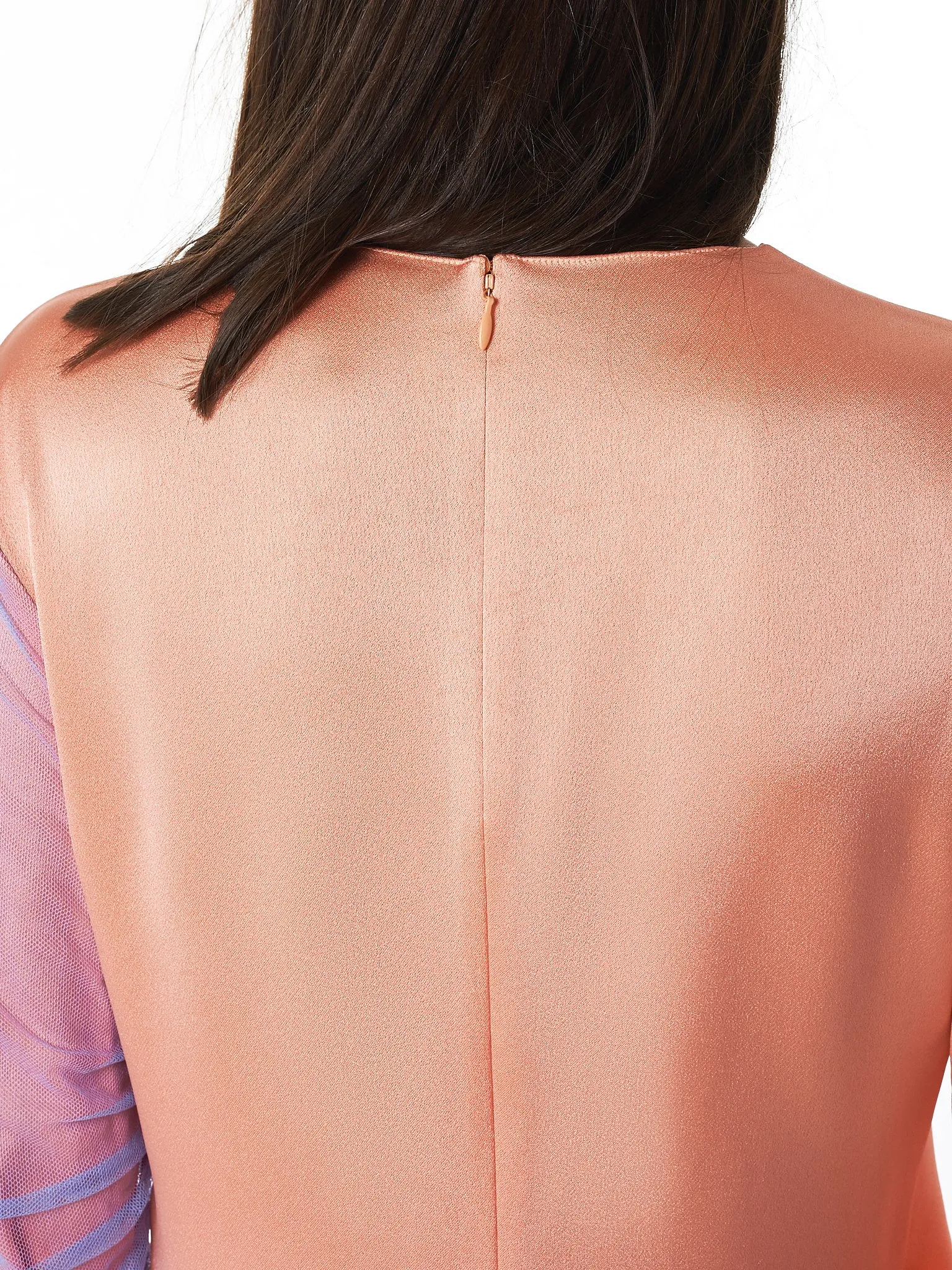 'Bari' V-neck Tulle Layered Top (9BS3032-LT-PEACH) sold by lorenzo product image thumbnail 5