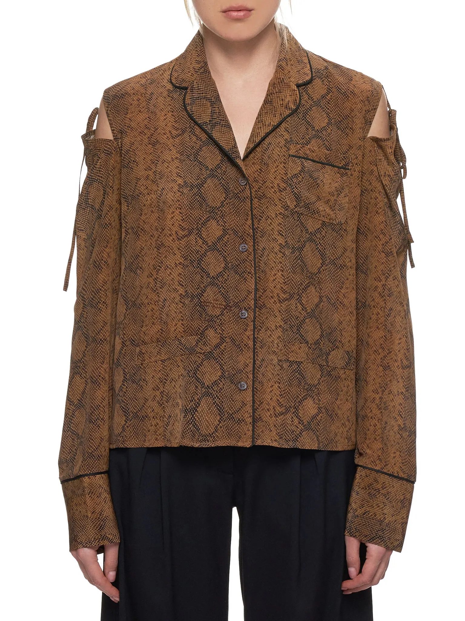 Split Shoulder Blouse (R0CA80-CDC-BROWN) sold by lorenzo