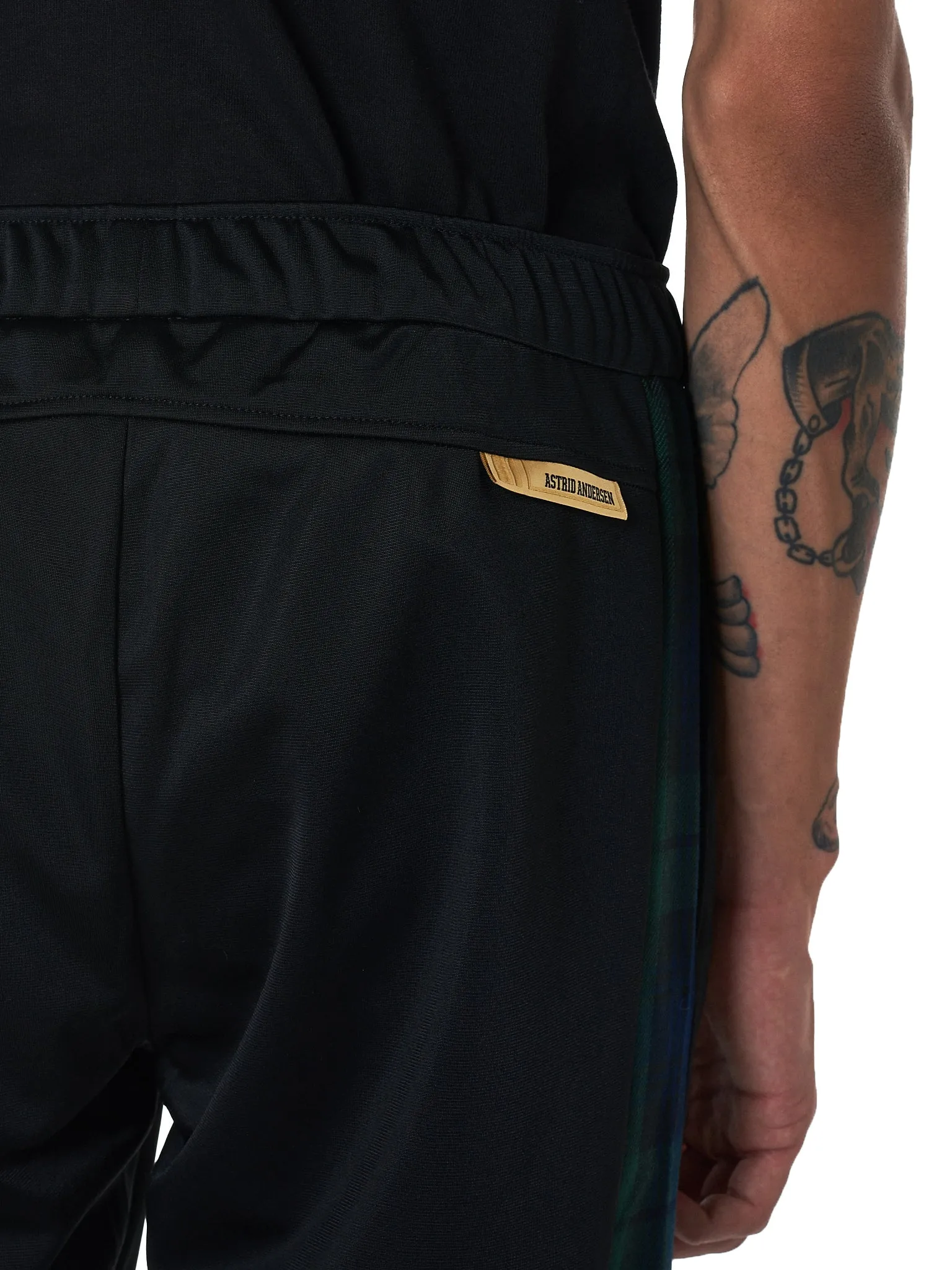 Plaid Stripe Track Pant (TR02-1-BLACK-GREEN) sold by lorenzo product image thumbnail 5