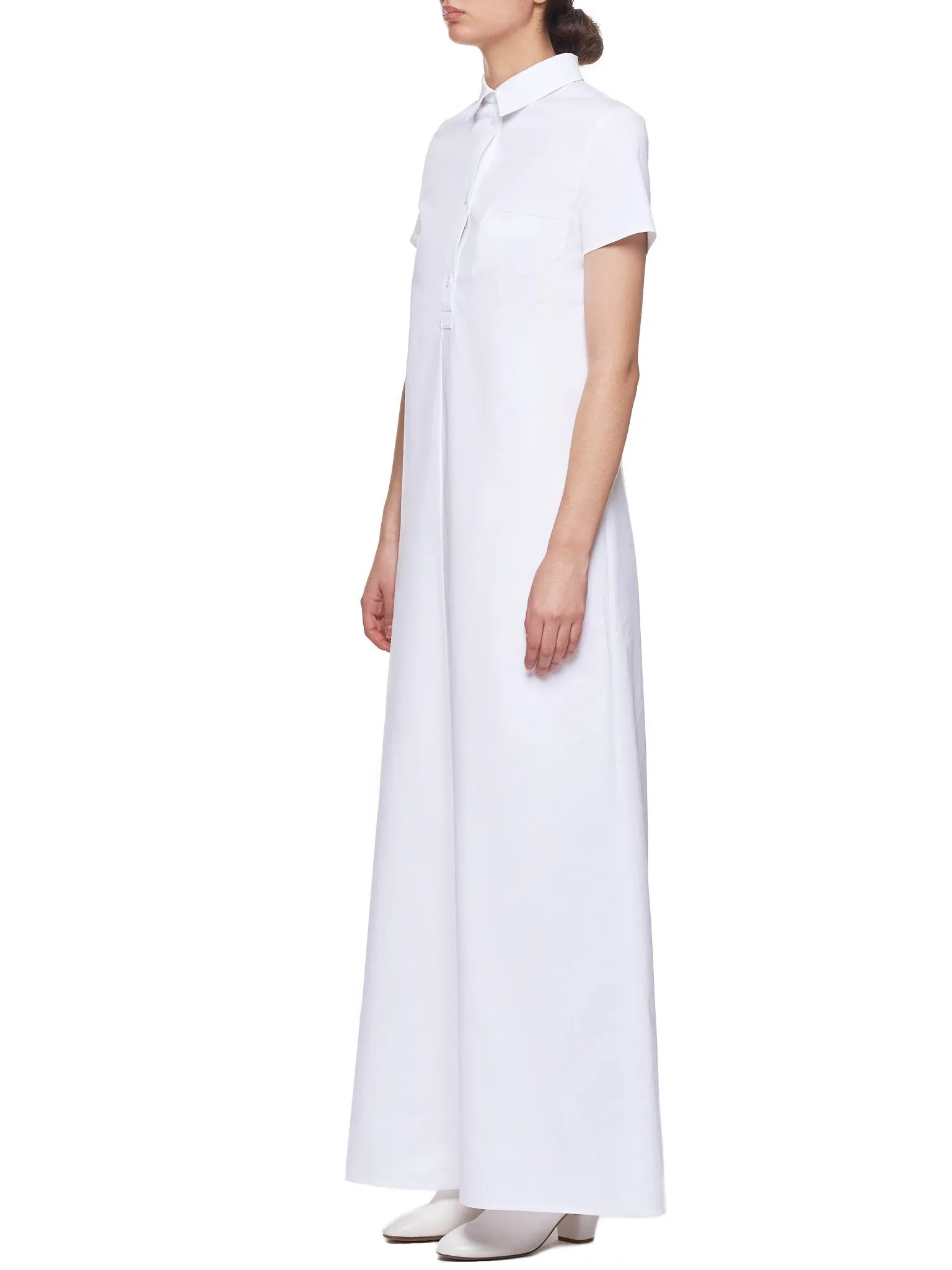 Poplin Floor Length Shirt Dress (D014-DP-WHITE) sold by lorenzo product image thumbnail 2