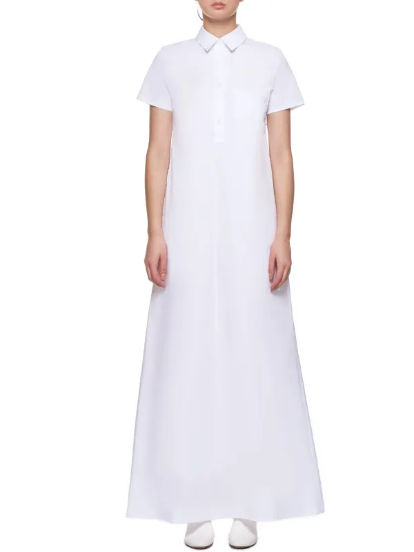 Poplin Floor Length Shirt Dress (D014-DP-WHITE) sold by lorenzo