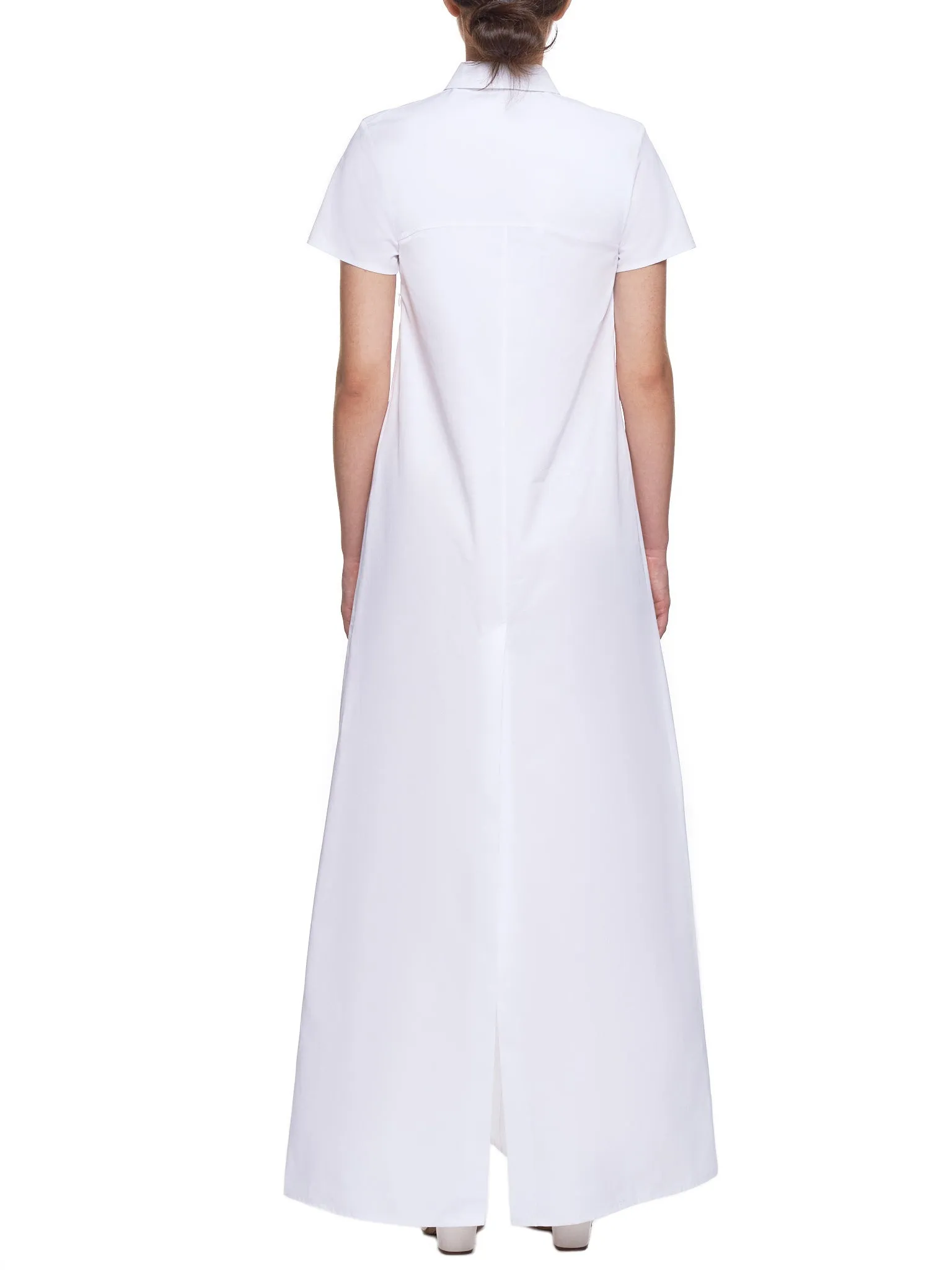 Poplin Floor Length Shirt Dress (D014-DP-WHITE) sold by lorenzo product image thumbnail 3