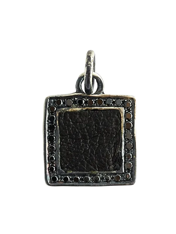 Square Sterling Silver Pendant (G-CI04DN-SILVER-BLK-DIAMONDS) sold by lorenzo