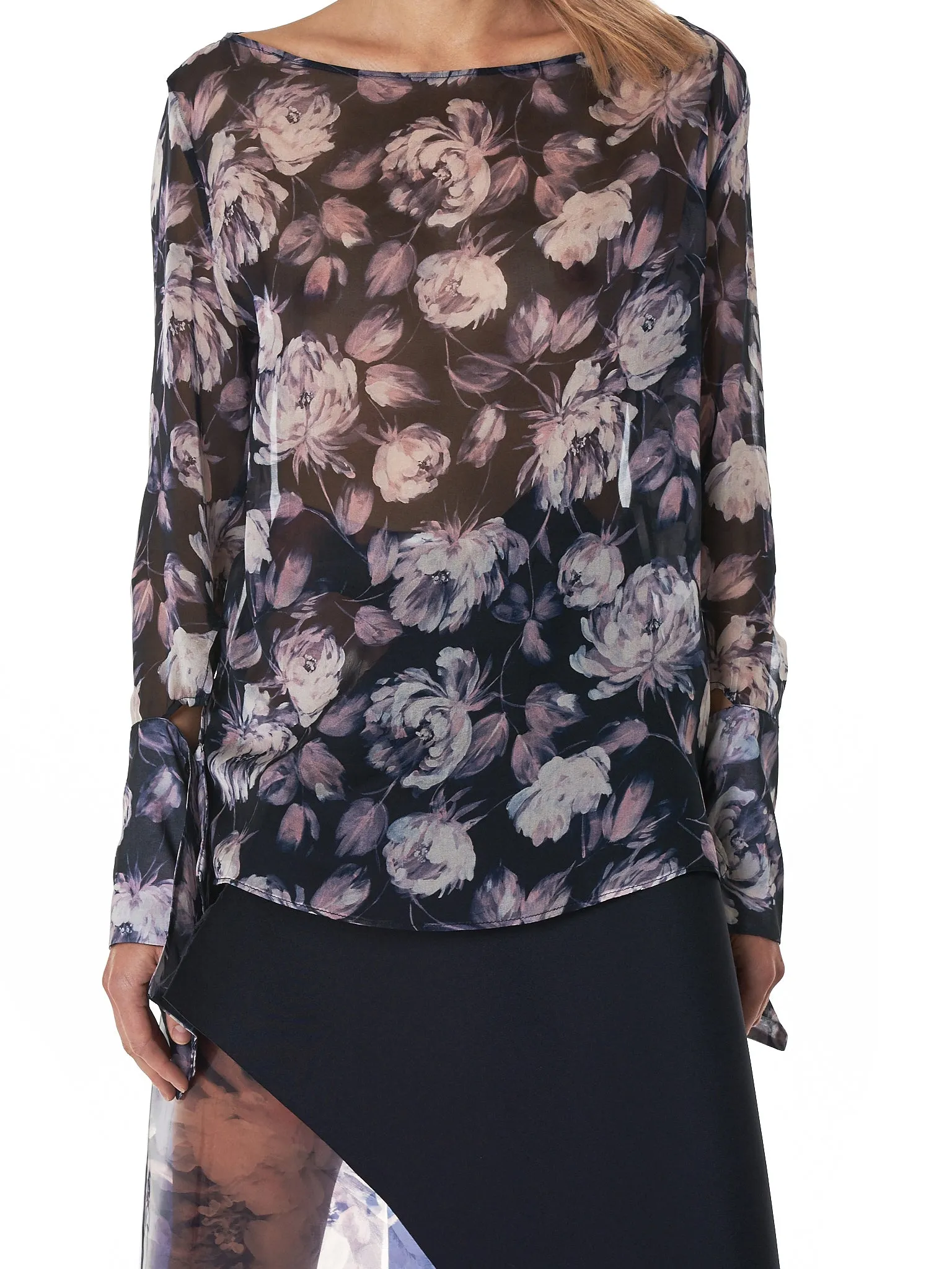 Slashed Cuff Blouse (F1151-FLOWER-PRINT) sold by lorenzo product image thumbnail 4