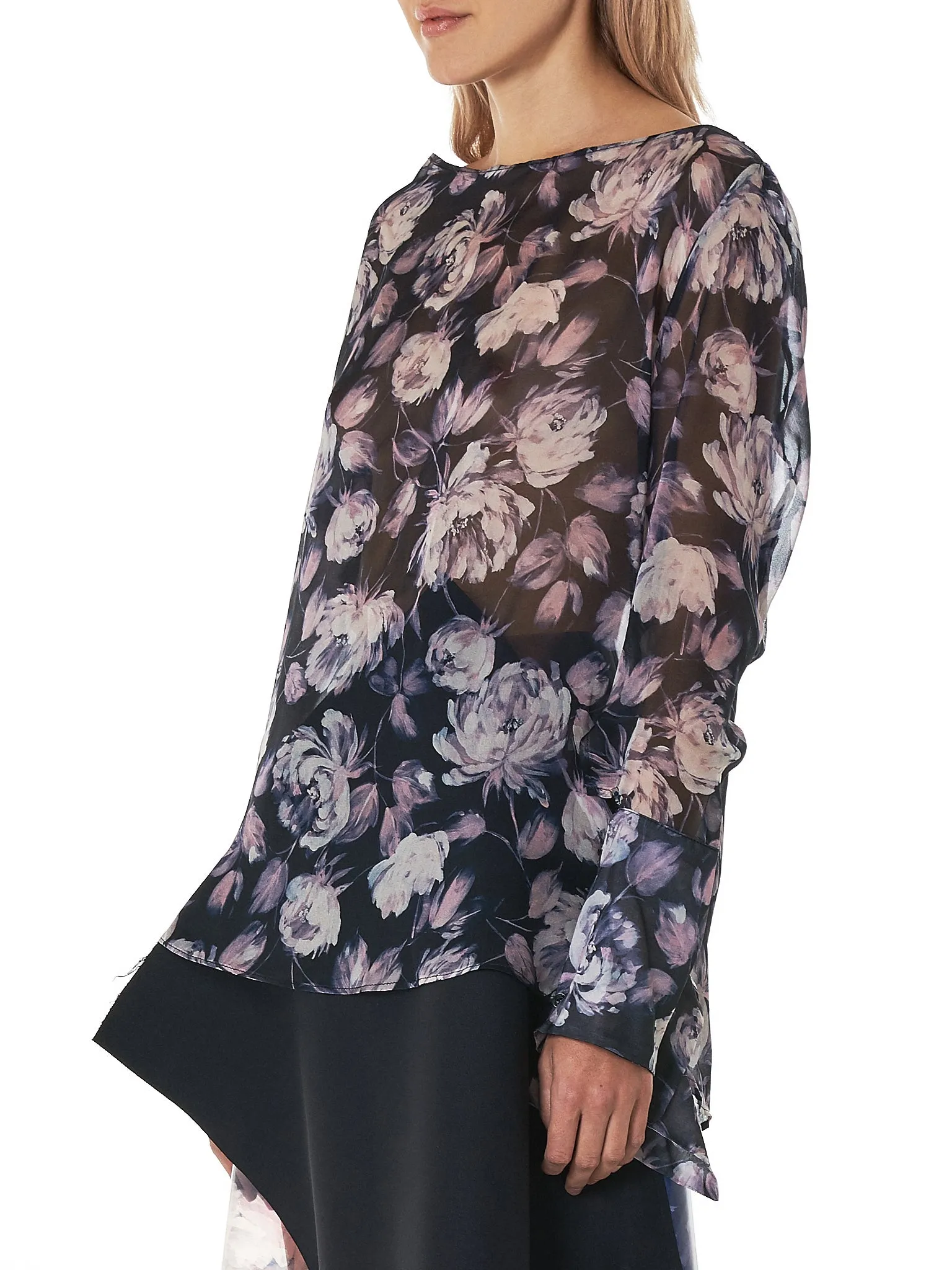 Slashed Cuff Blouse (F1151-FLOWER-PRINT) sold by lorenzo product image thumbnail 2