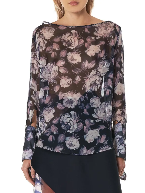 Slashed Cuff Blouse (F1151-FLOWER-PRINT) sold by lorenzo