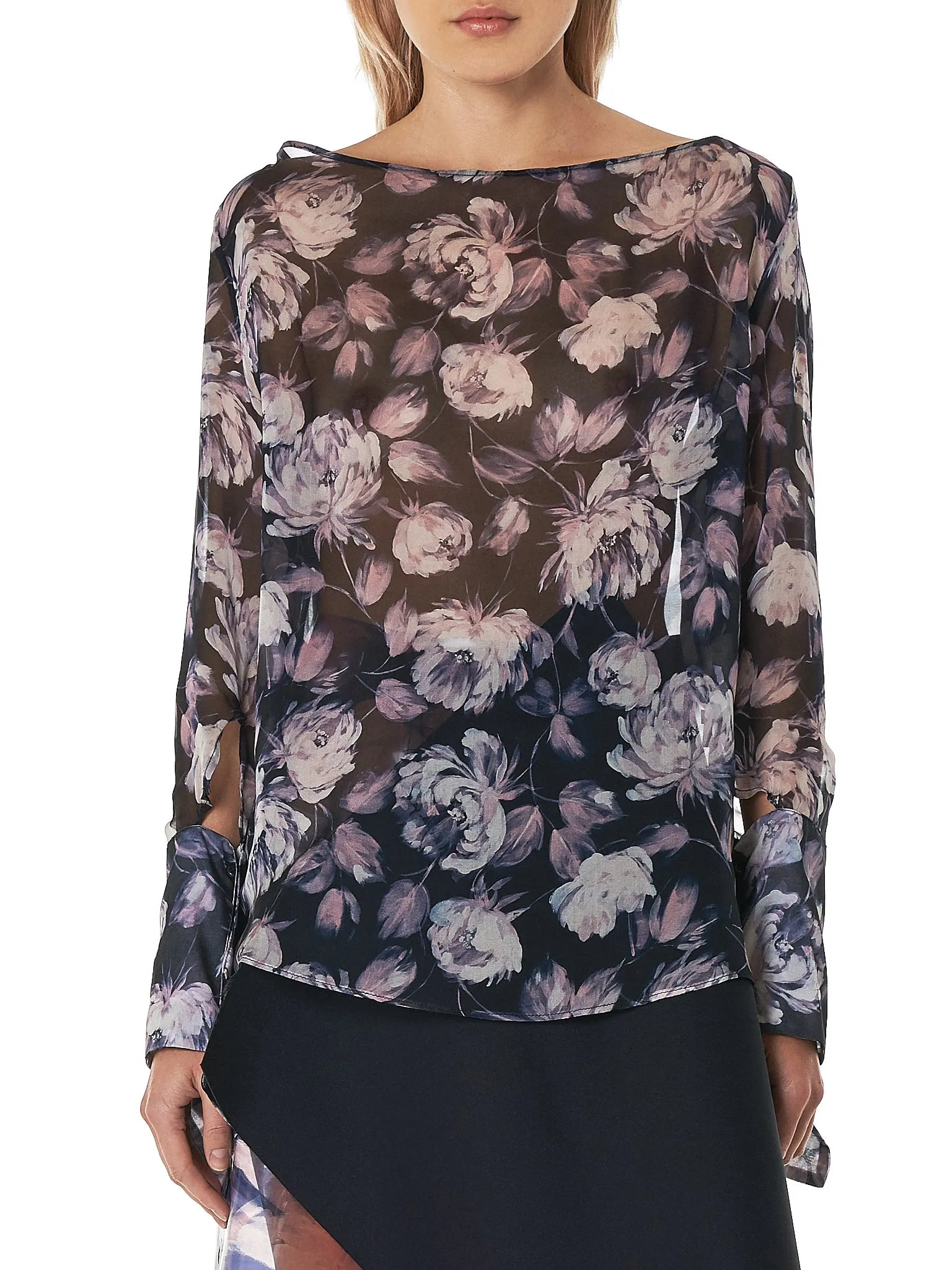 Slashed Cuff Blouse (F1151-FLOWER-PRINT) sold by lorenzo
