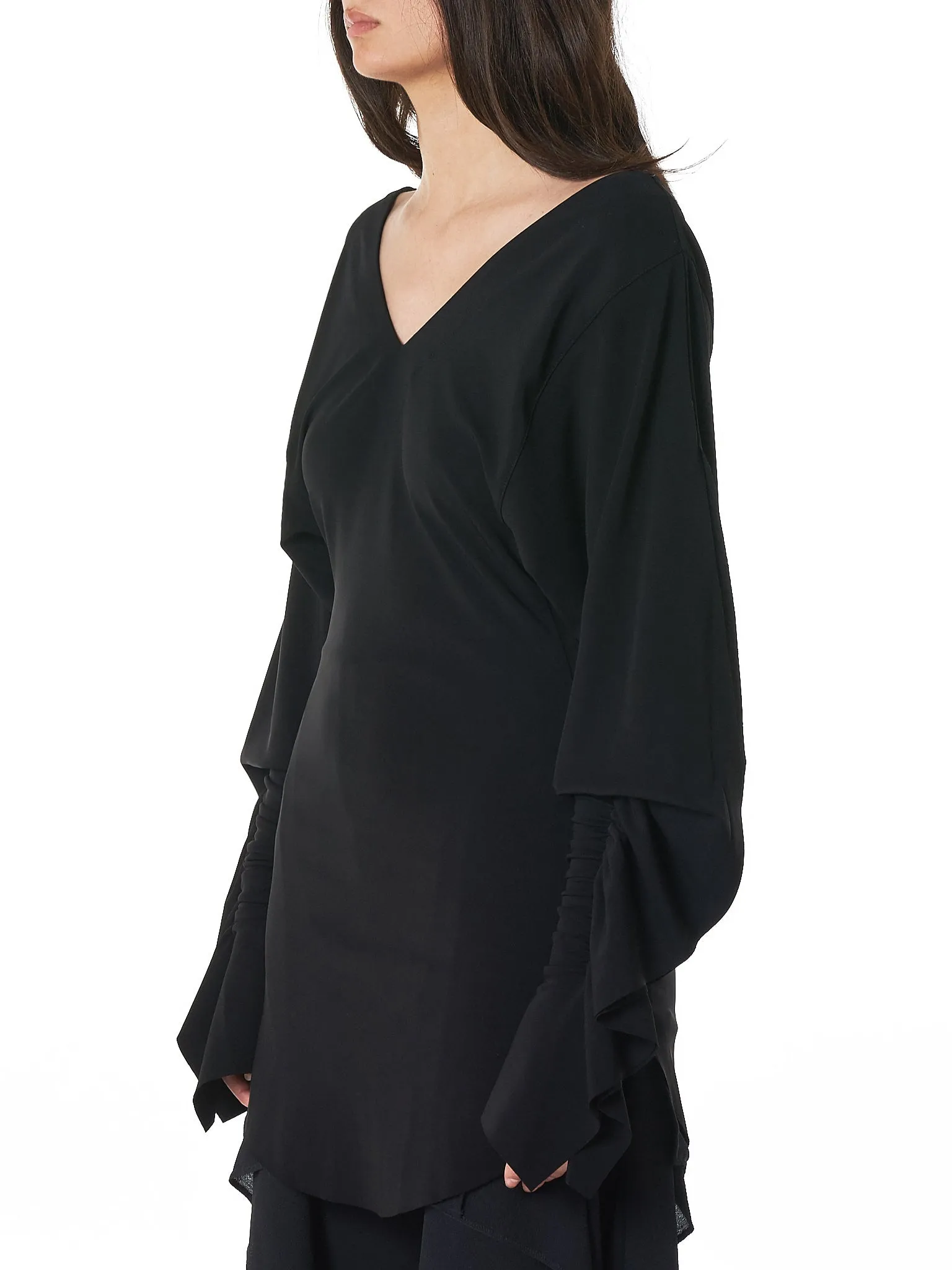 Ruched Sleeve Dress (SD-SV-BLACK) sold by lorenzo product image thumbnail 2