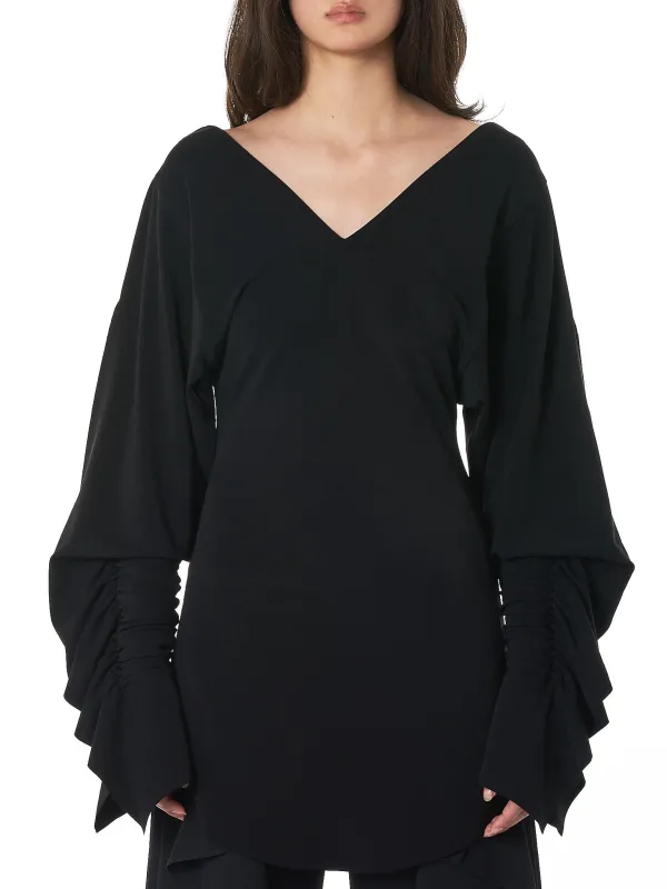 Ruched Sleeve Dress (SD-SV-BLACK) sold by lorenzo