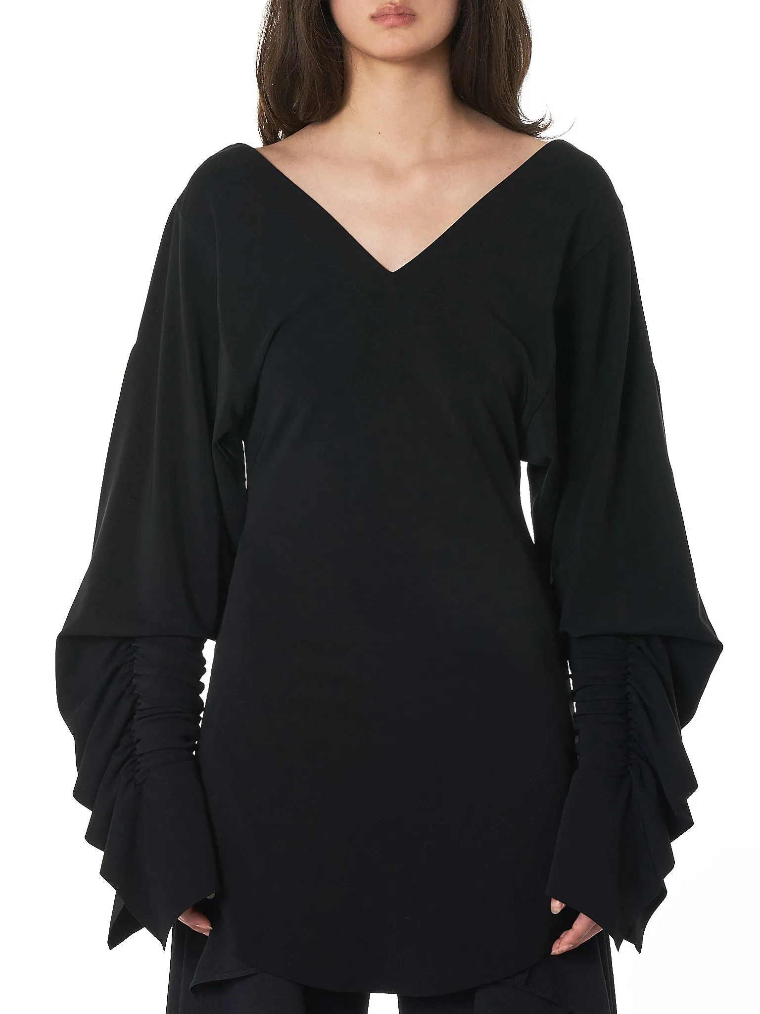Ruched Sleeve Dress (SD-SV-BLACK) sold by lorenzo