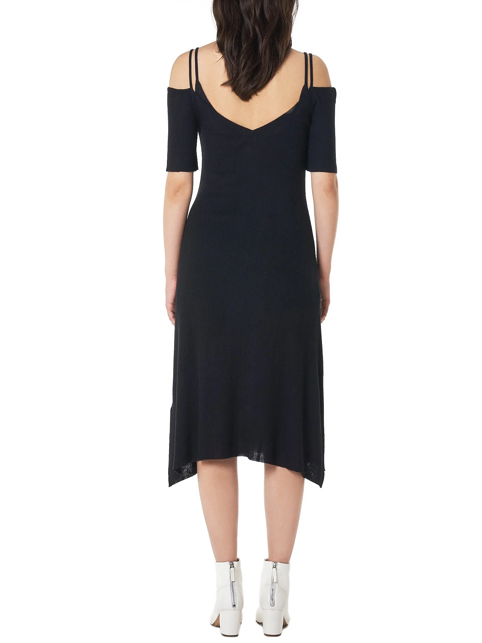 Exposed Shoulder Knit Dress (528-BLACK) sold by lorenzo product image thumbnail 3