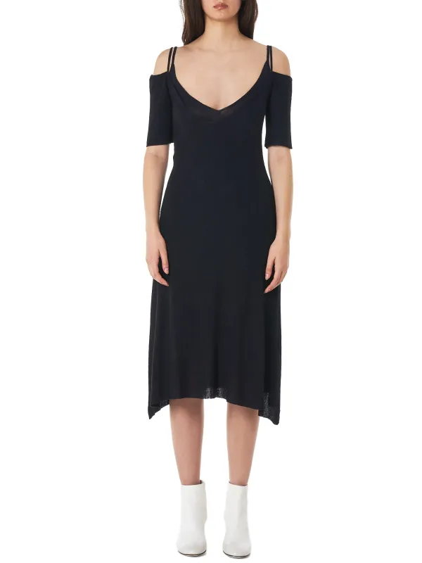 Exposed Shoulder Knit Dress (528-BLACK) sold by lorenzo
