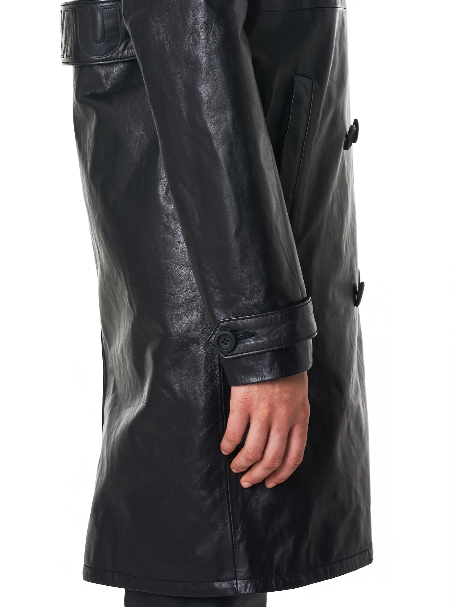 Leather Trench Coat (UWJA007E18216001-BLACK) sold by lorenzo product image thumbnail 4