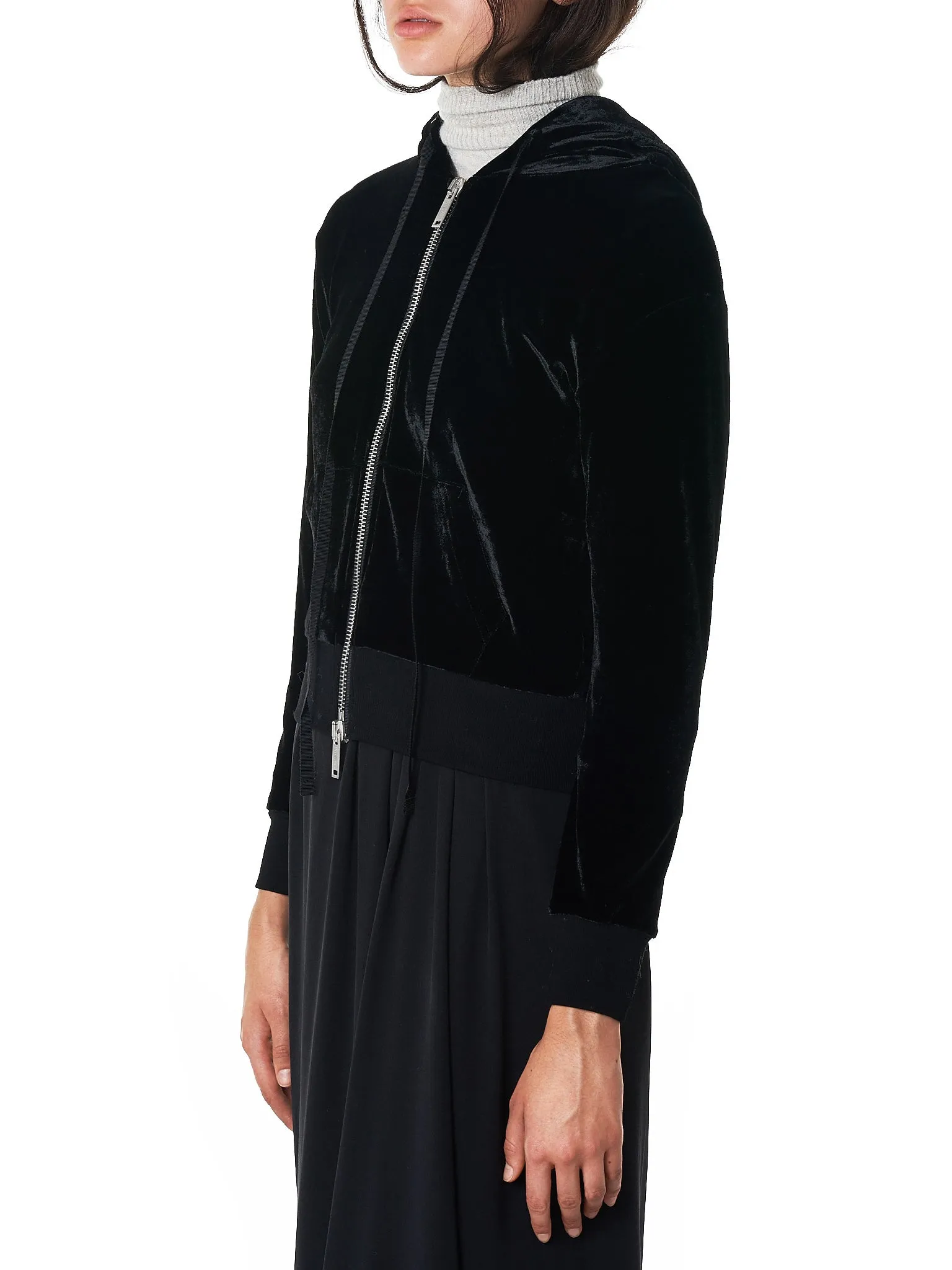 Velour Hooded Sweater (UWBE003E18222001-BLACK) sold by lorenzo product image thumbnail 2