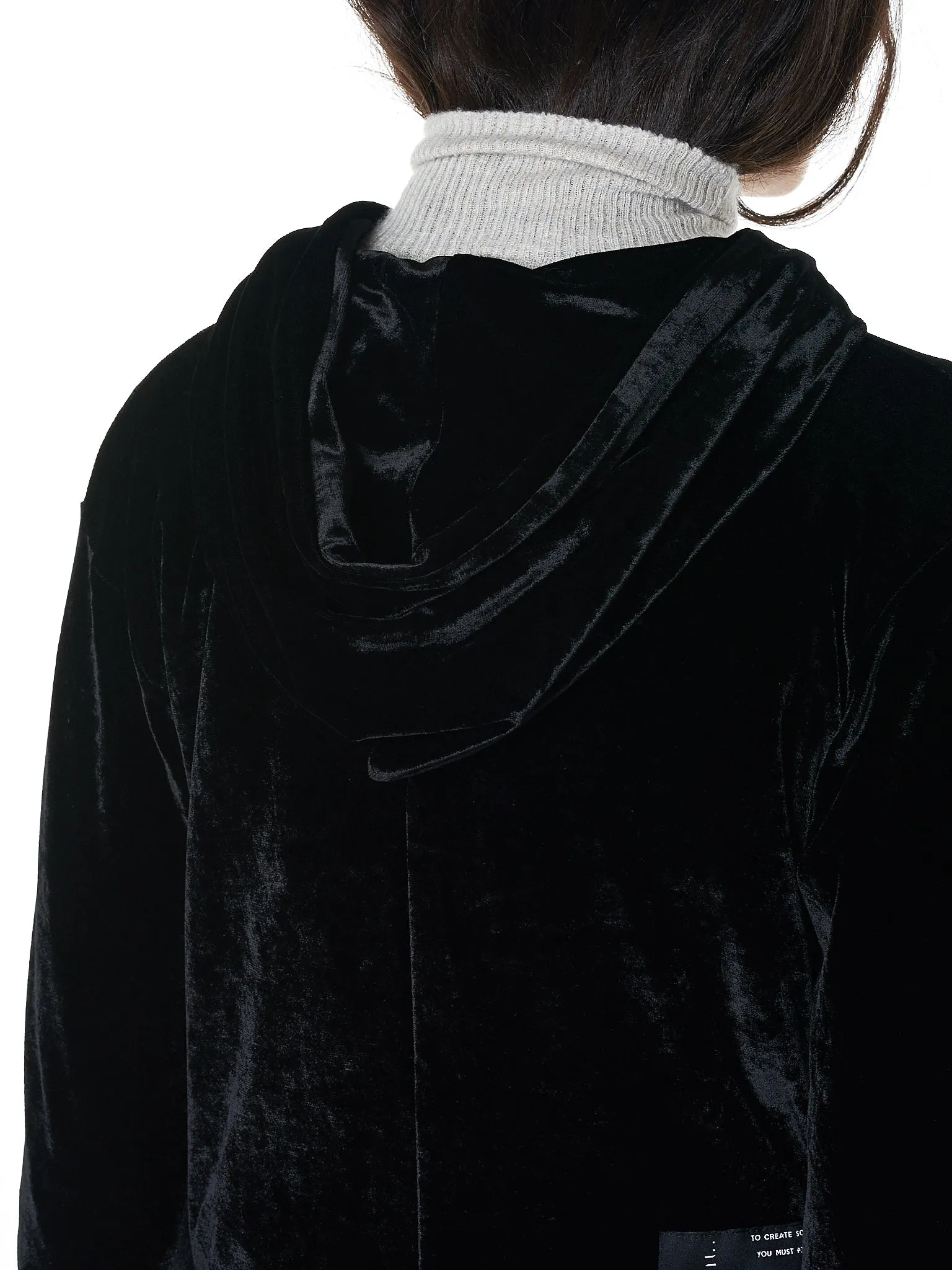 Velour Hooded Sweater (UWBE003E18222001-BLACK) sold by lorenzo product image thumbnail 5