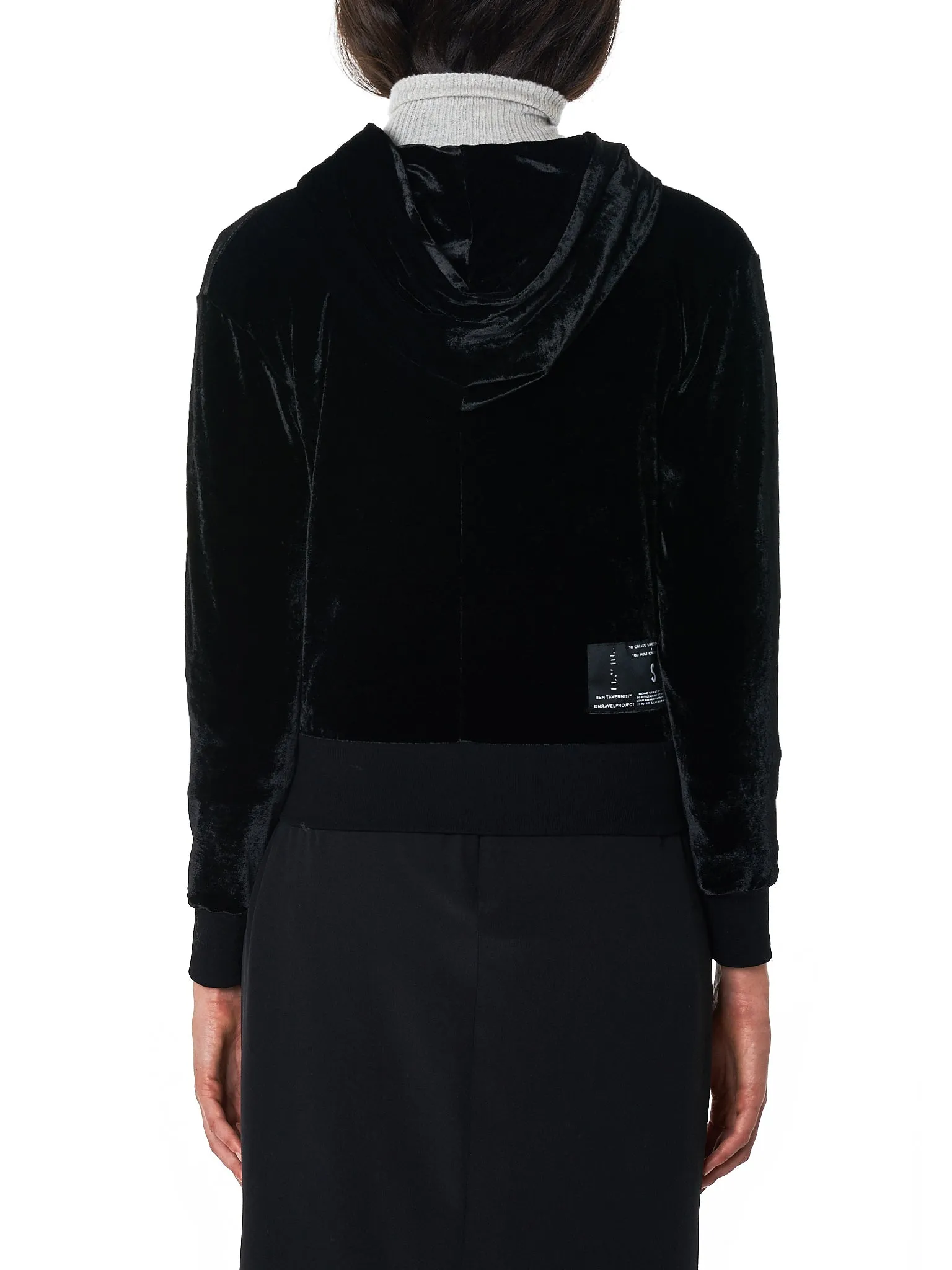 Velour Hooded Sweater (UWBE003E18222001-BLACK) sold by lorenzo product image thumbnail 3