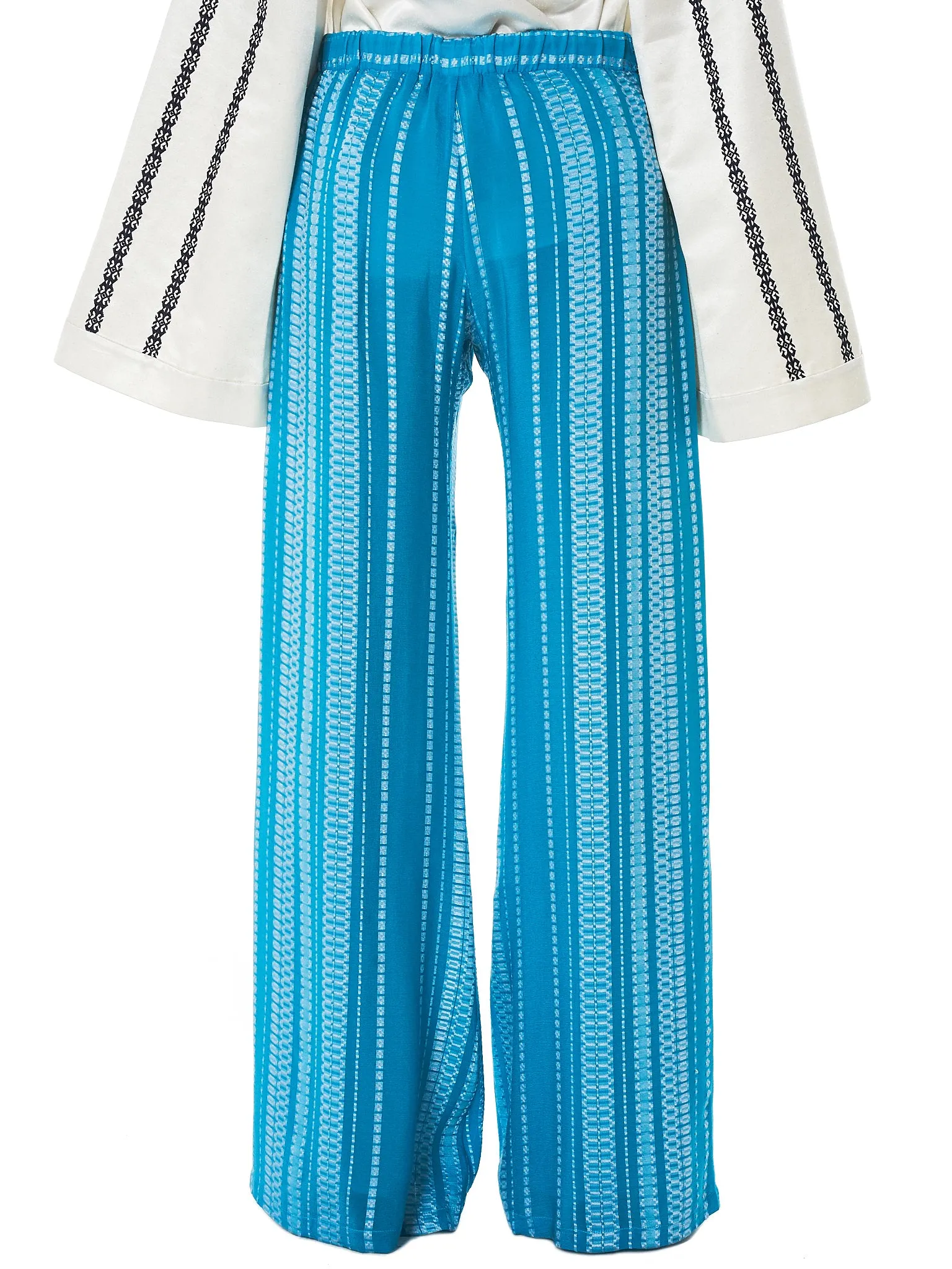 'Alcestes' Textured Silk Trouser (CLTR120-ALCESTES-AQUA) sold by lorenzo product image thumbnail 3