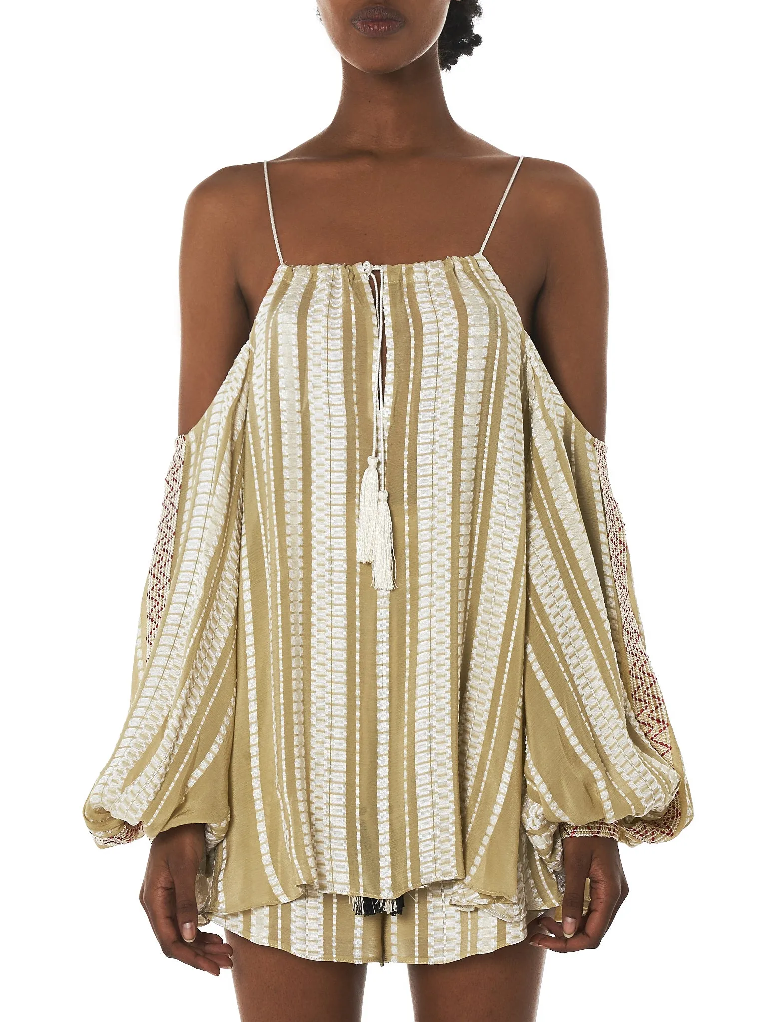 'Karystos' Cutaway Blouse (CLBL148-KARSYTOS-LIGHT-GOLD) sold by lorenzo