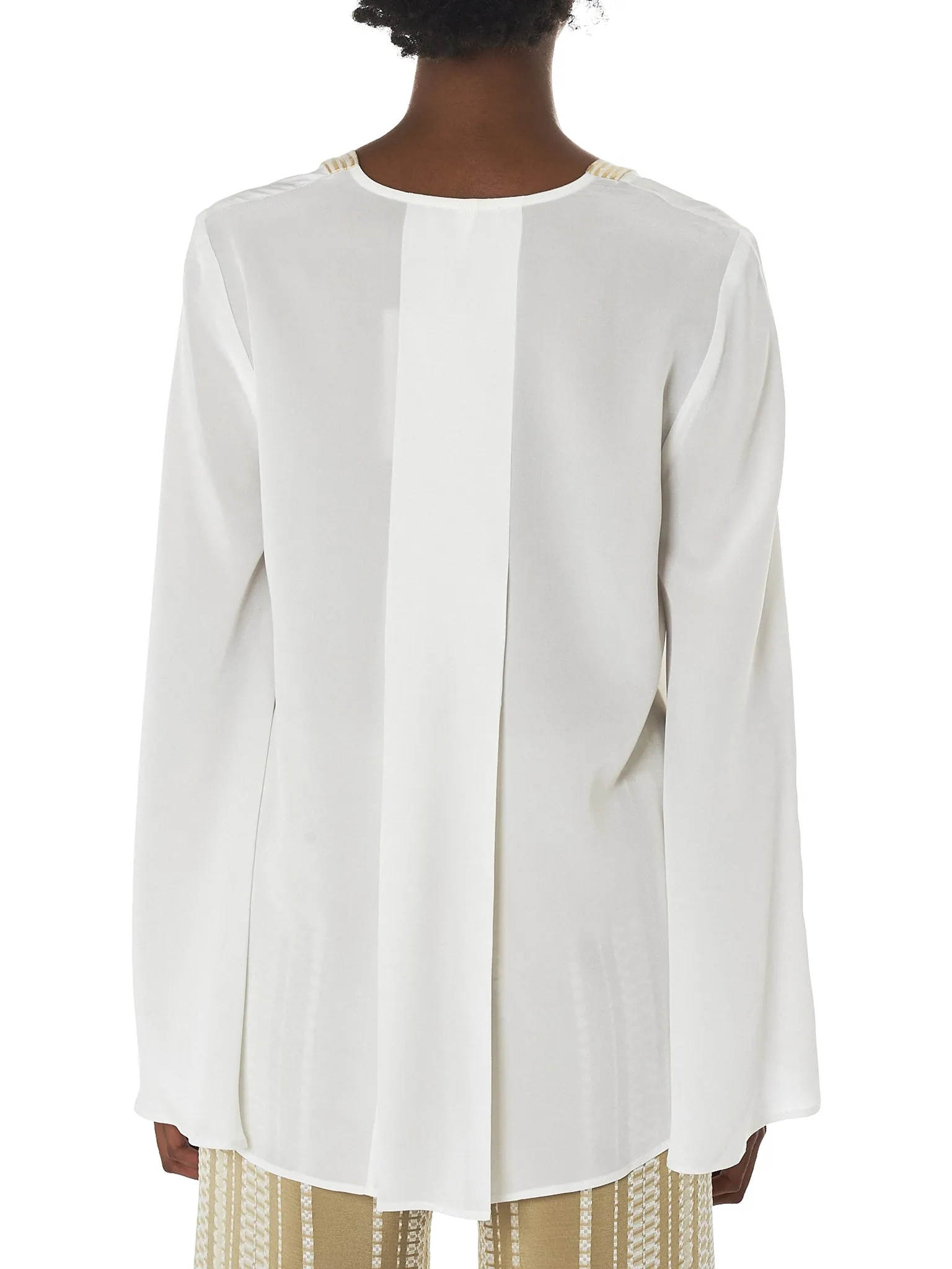 'Hestia' Gold Striped Blouse (CLBL147-HESTIA-IVORY) sold by lorenzo product image thumbnail 3