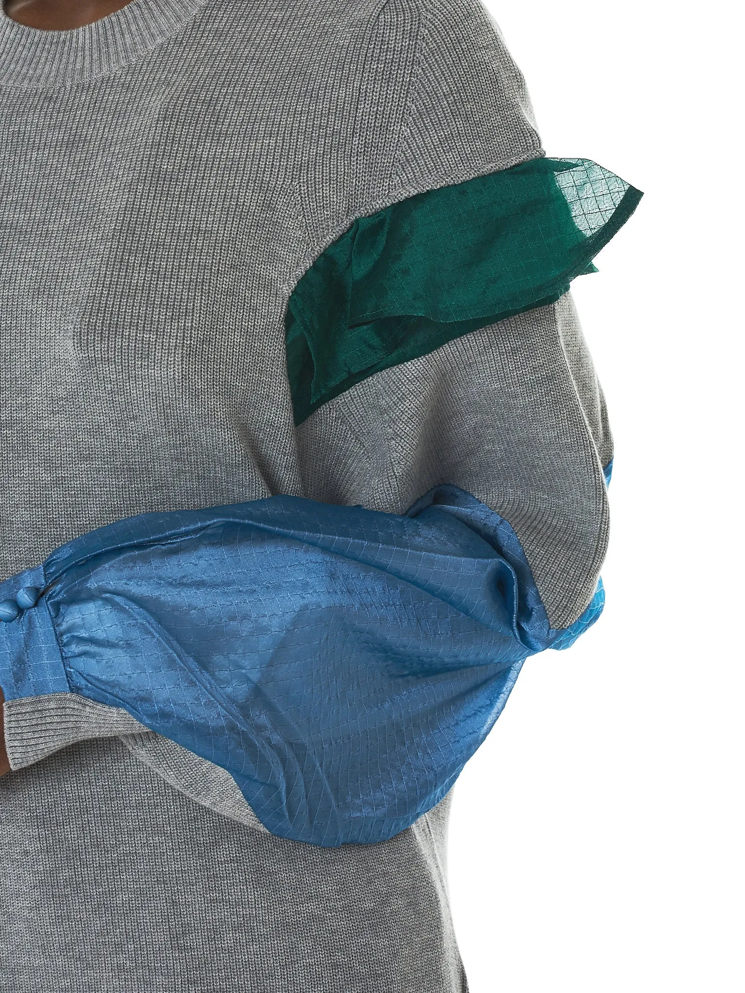 Ruffled Panel Crewneck Pullover (18-03804-LGRAY-GREEN-LBLUE) sold by lorenzo product image thumbnail 5