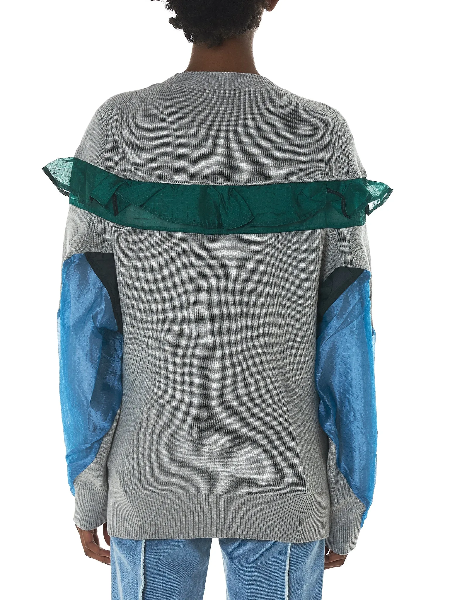 Ruffled Panel Crewneck Pullover (18-03804-LGRAY-GREEN-LBLUE) sold by lorenzo product image thumbnail 3
