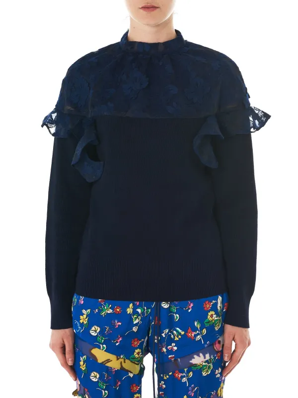 Floral Lace Sweatshirt (18-03822-NAVY) sold by lorenzo