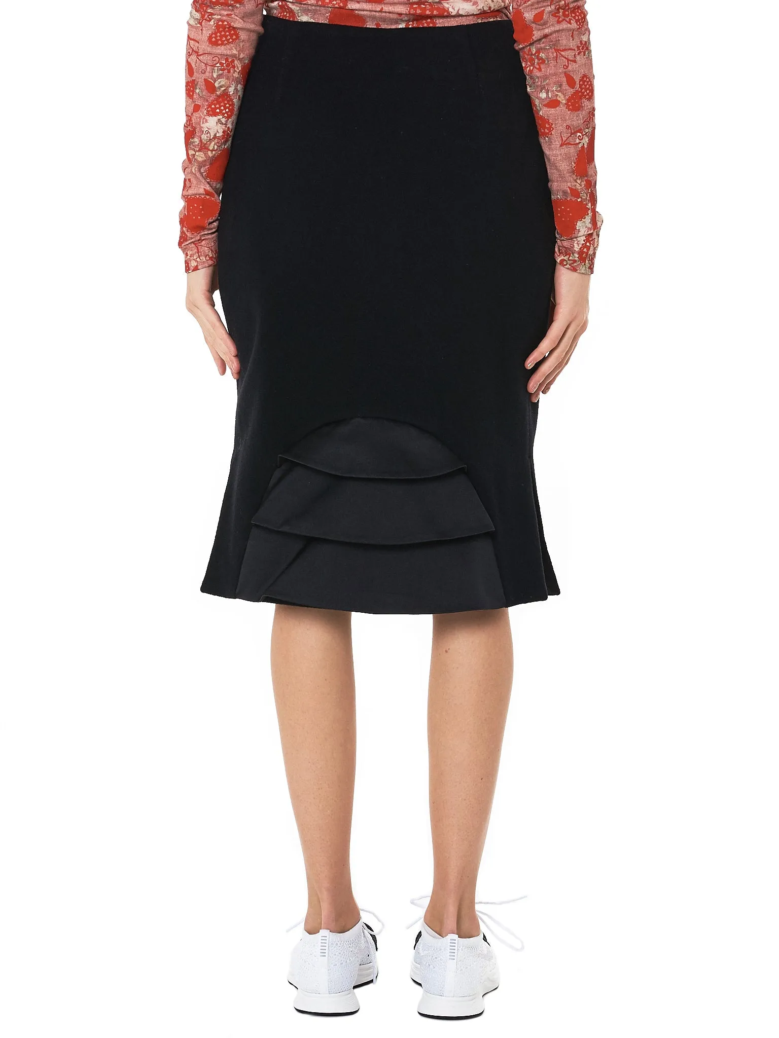 Tiered Hem Skirt (UCT1602-BLACK) sold by lorenzo product image thumbnail 3