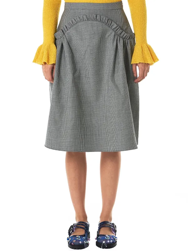 Ruche Houndstooth Skirt (SK04-WO005-GREY) sold by lorenzo