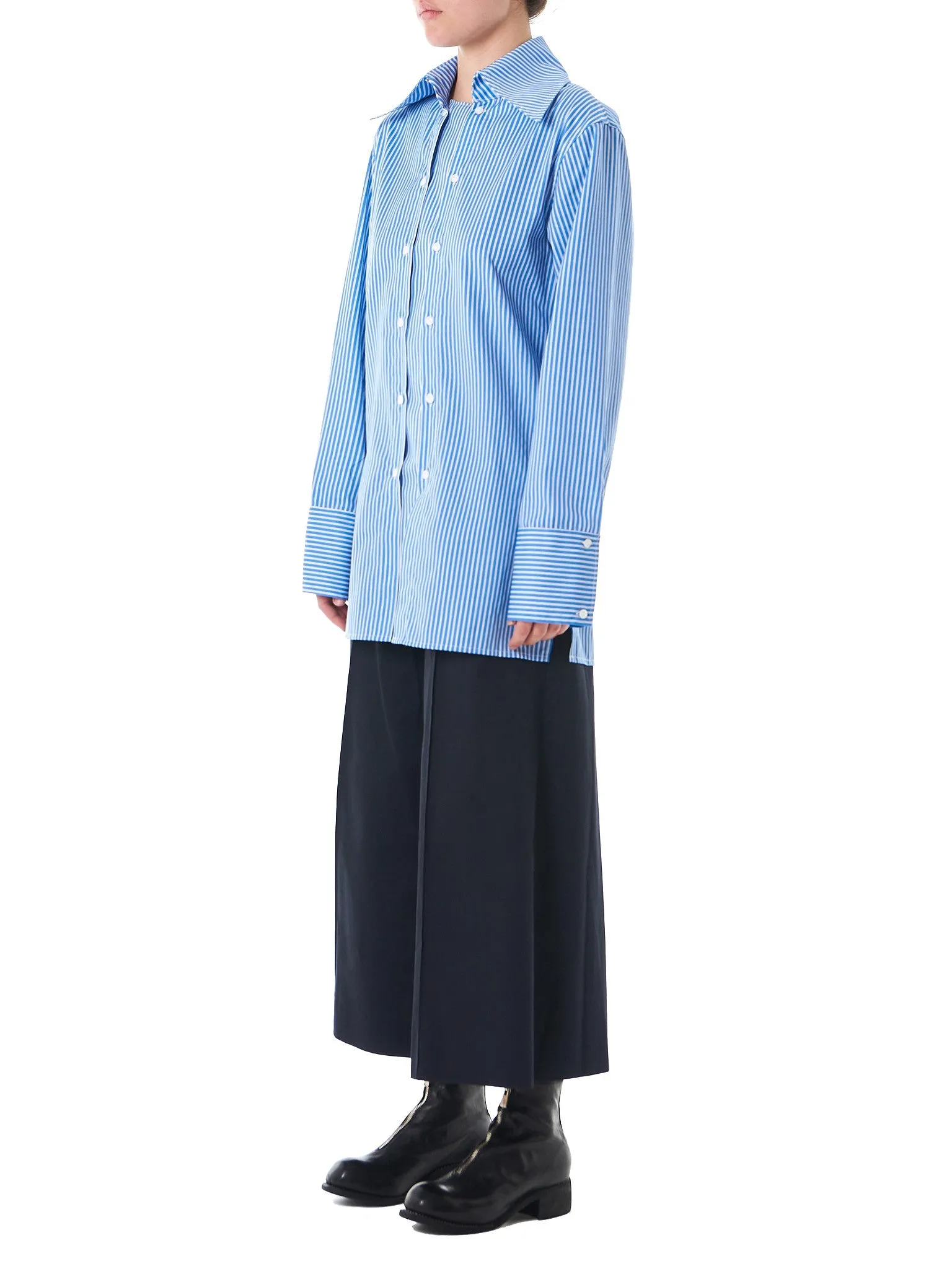 Striped Dual-Buttoned Shirt (SH02-W-STRIPES-LILAC-WHITE) sold by lorenzo product image thumbnail 2