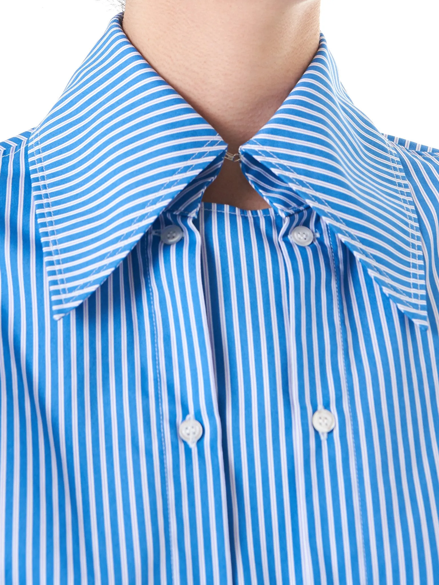 Striped Dual-Buttoned Shirt (SH02-W-STRIPES-LILAC-WHITE) sold by lorenzo product image thumbnail 5