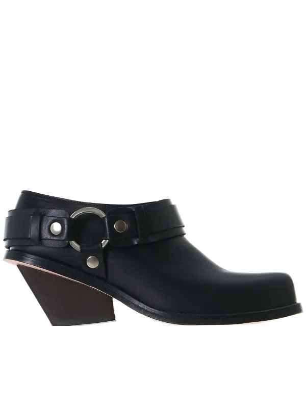 Sculpted Buckle Heels (SS17-501-SABOT-BLACK) sold by lorenzo
