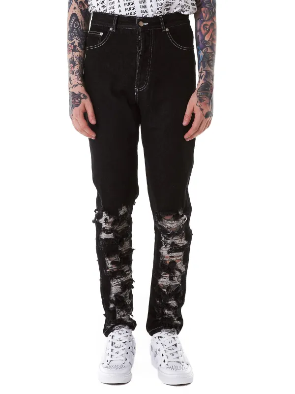 Distressed Slim-Fit Jeans (JEAN04-A-BLACK) sold by lorenzo